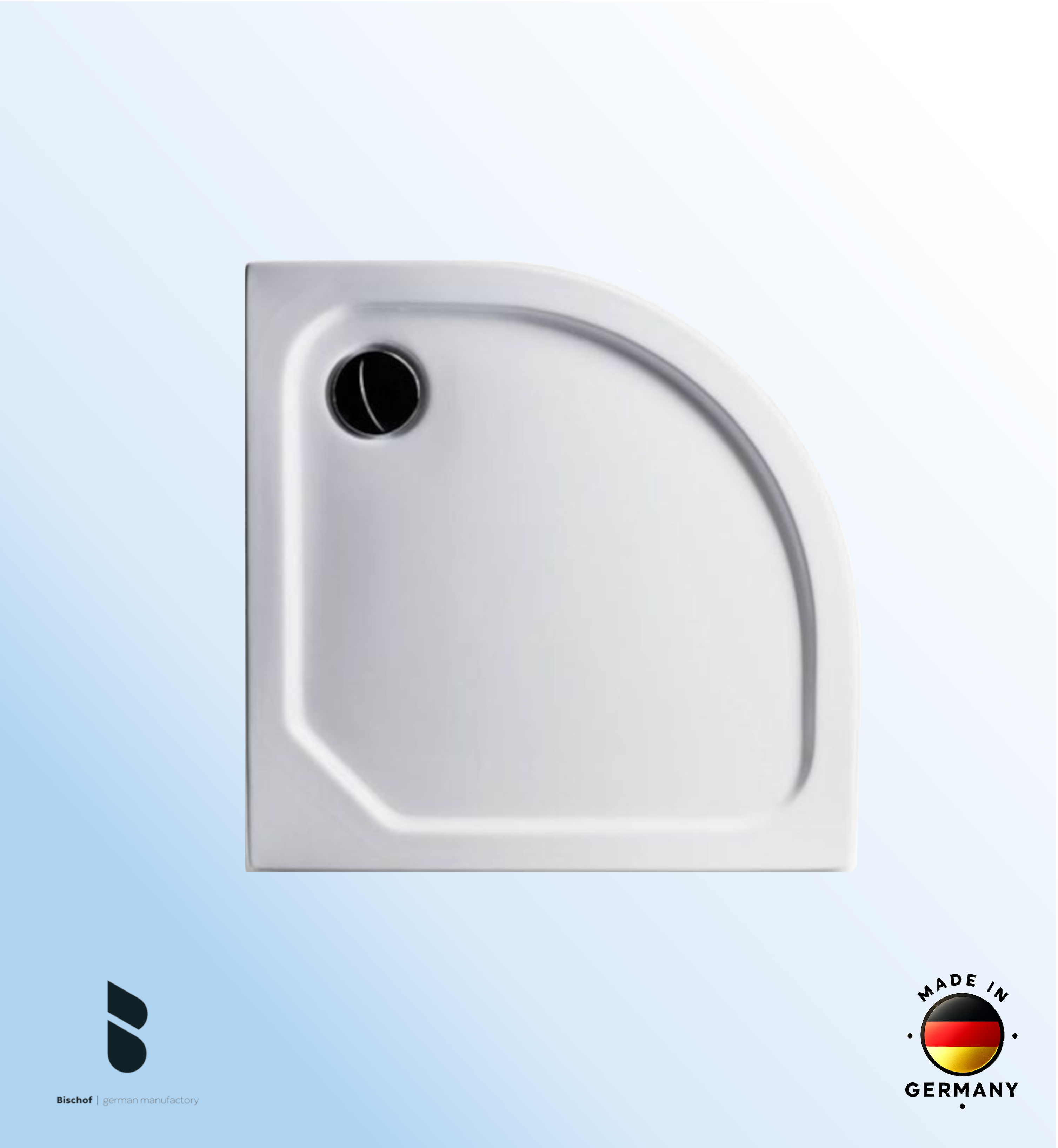 Duschwanne Stuttgart 90x90x2,5cm, Radius 55 weiß mit EPS Boden