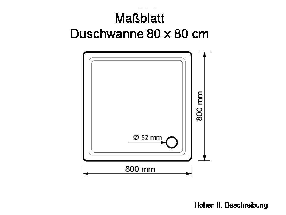 Duschwanne Köln 80x80x15cm, manhattan