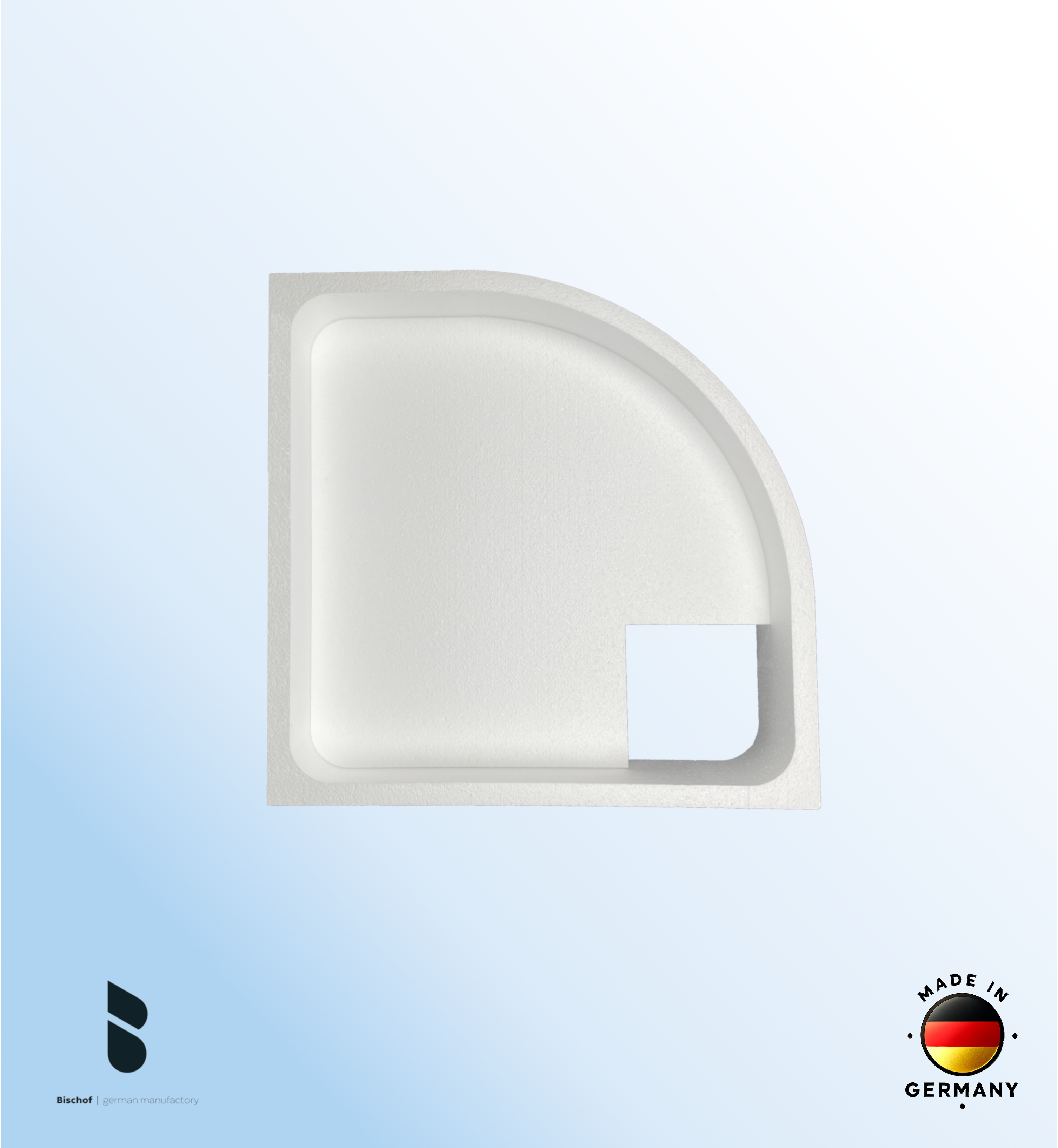 Träger 90x90cm, viertelkreis, weiß, Höhe 19,5cm links R55