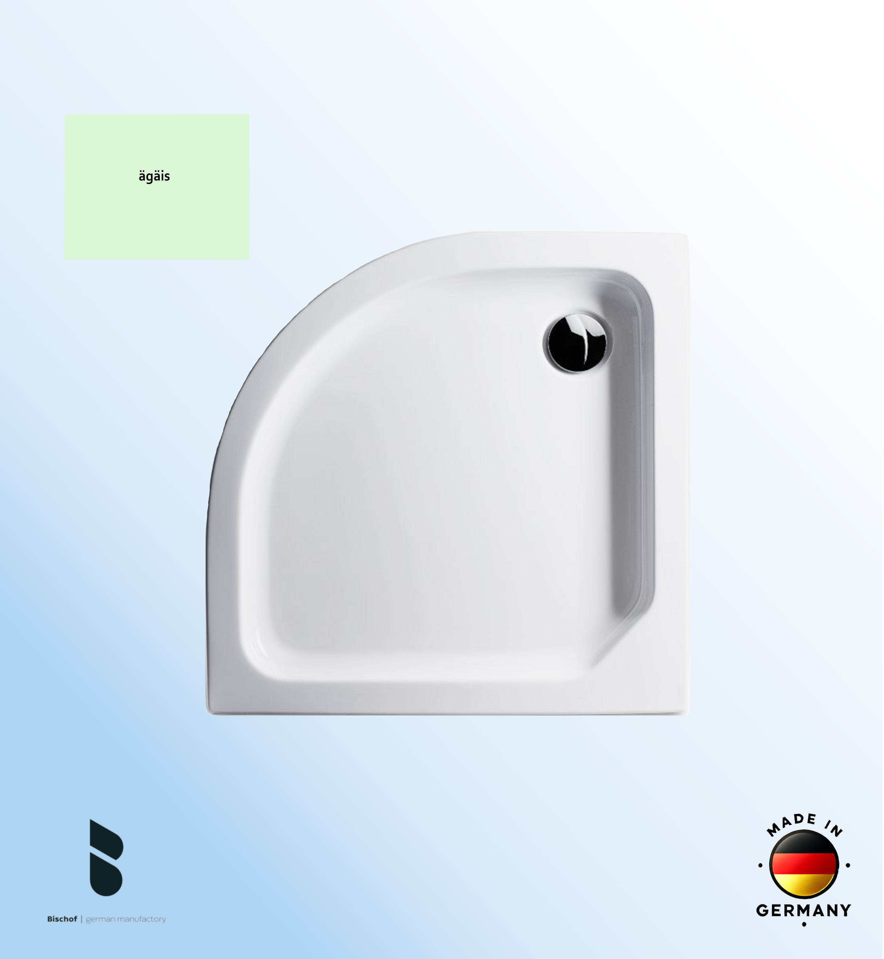 Duschwanne Kiel 80x80x6,5cm, Radius 50 ägäis