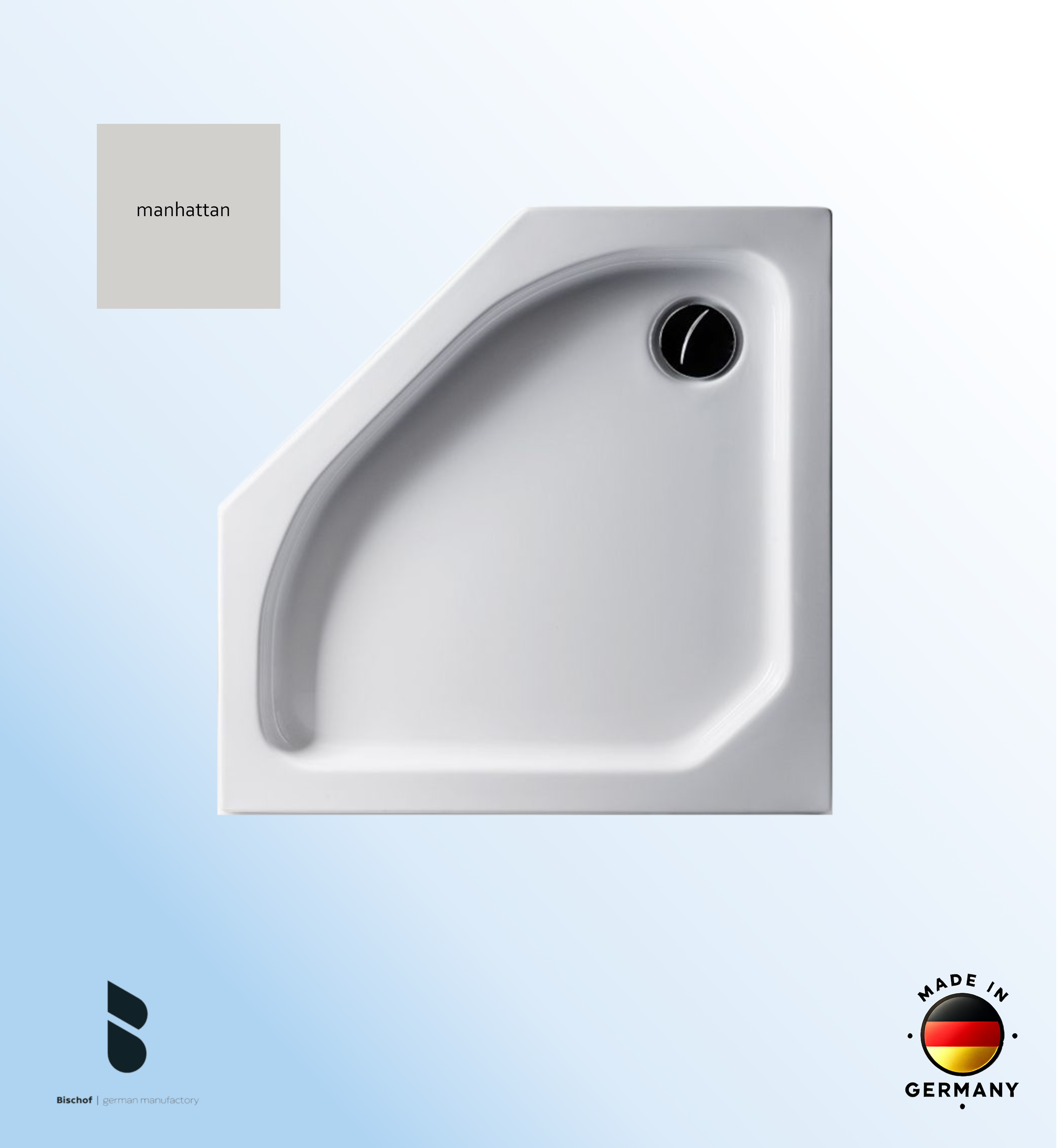 Duschwanne Emden 90x90x6,5cm manhattan fünfeck