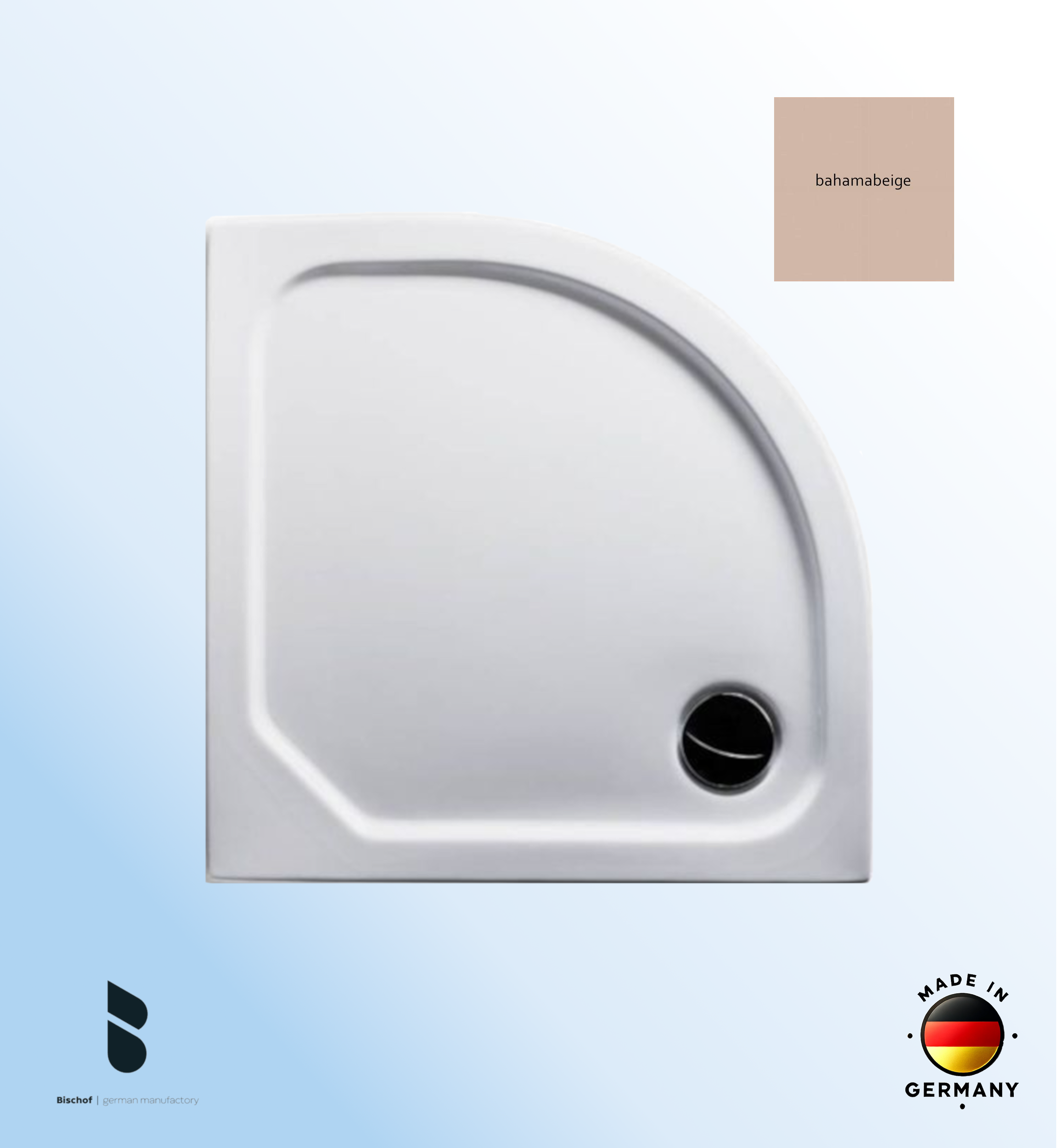 Duschwanne Stuttgart 100x100x2,5cm, Radius 55 bahamabeige