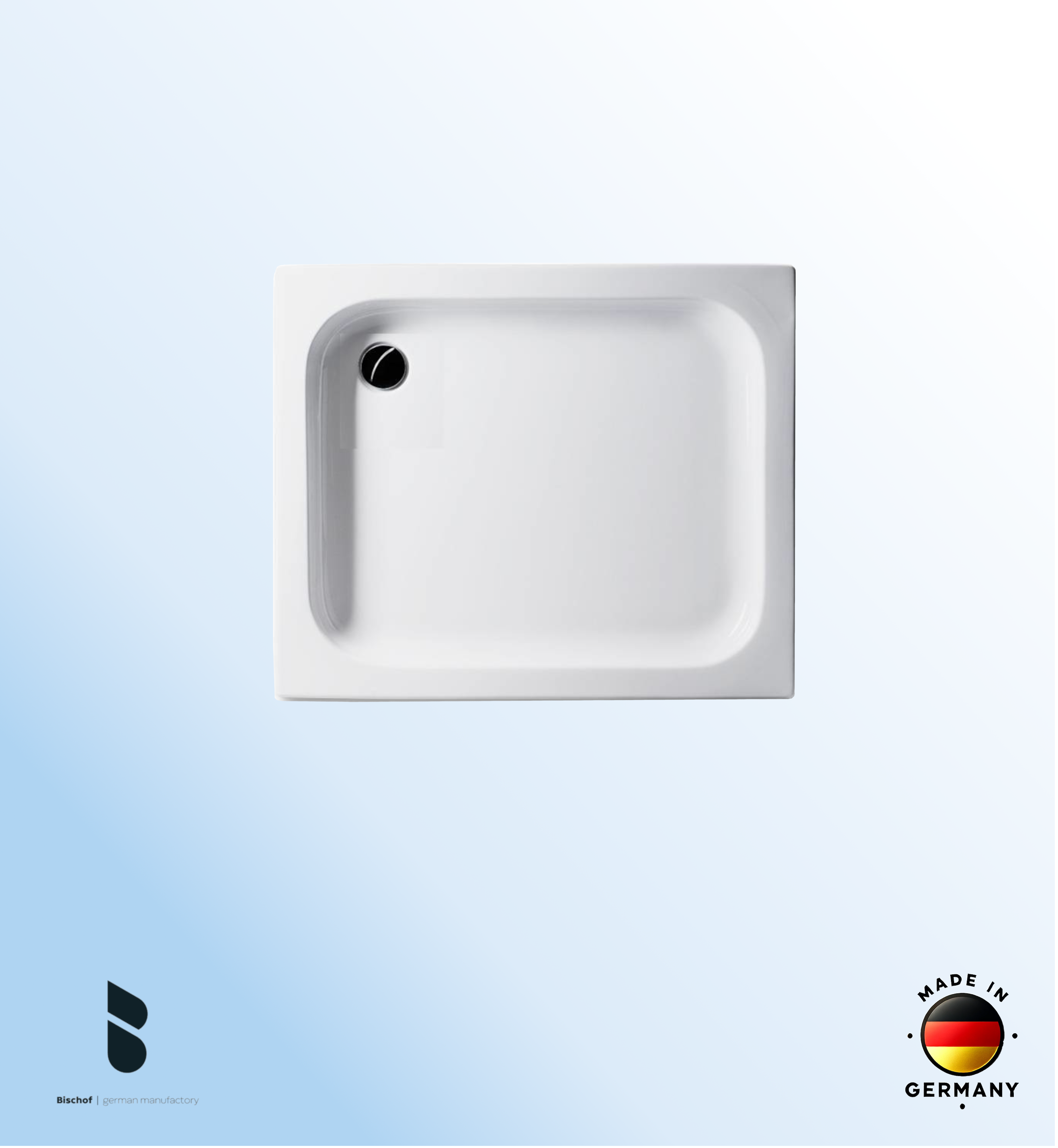 KOMPLETT-PAKET: Duschwanne 90 x 75 cm 15cm tief, weiß Acryl + Styroporträger/Wannenträger + Ablaufgarnitur chrom DN 52