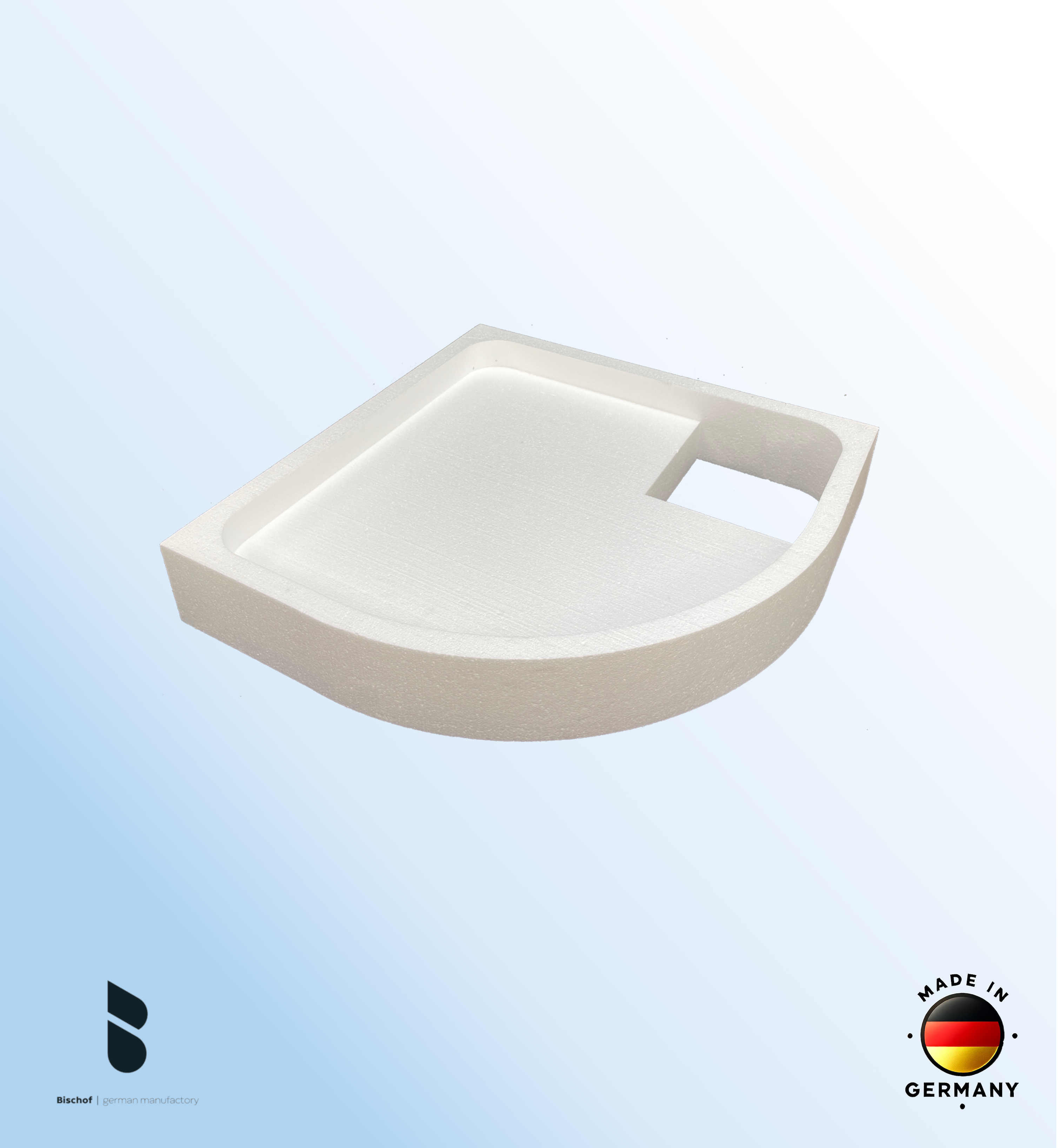 Träger 80x80cm, viertelkreis, weiß, Höhe 14cm rechts R50