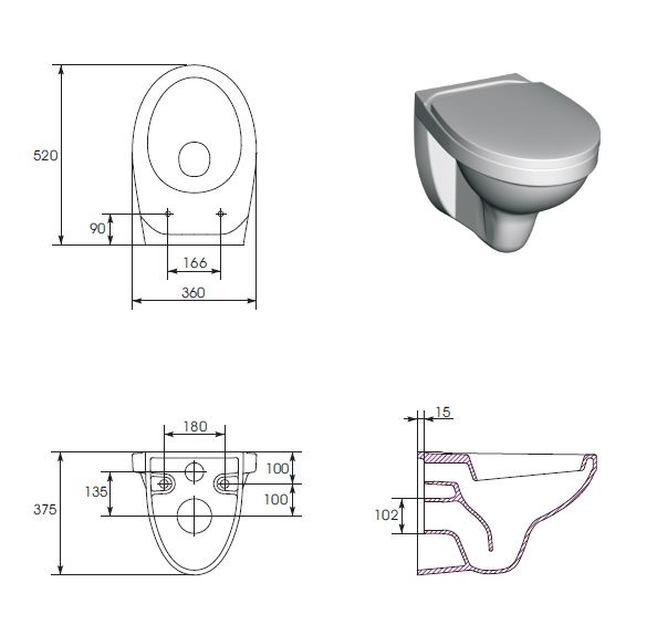 Wand WC Hausmodell weiss 