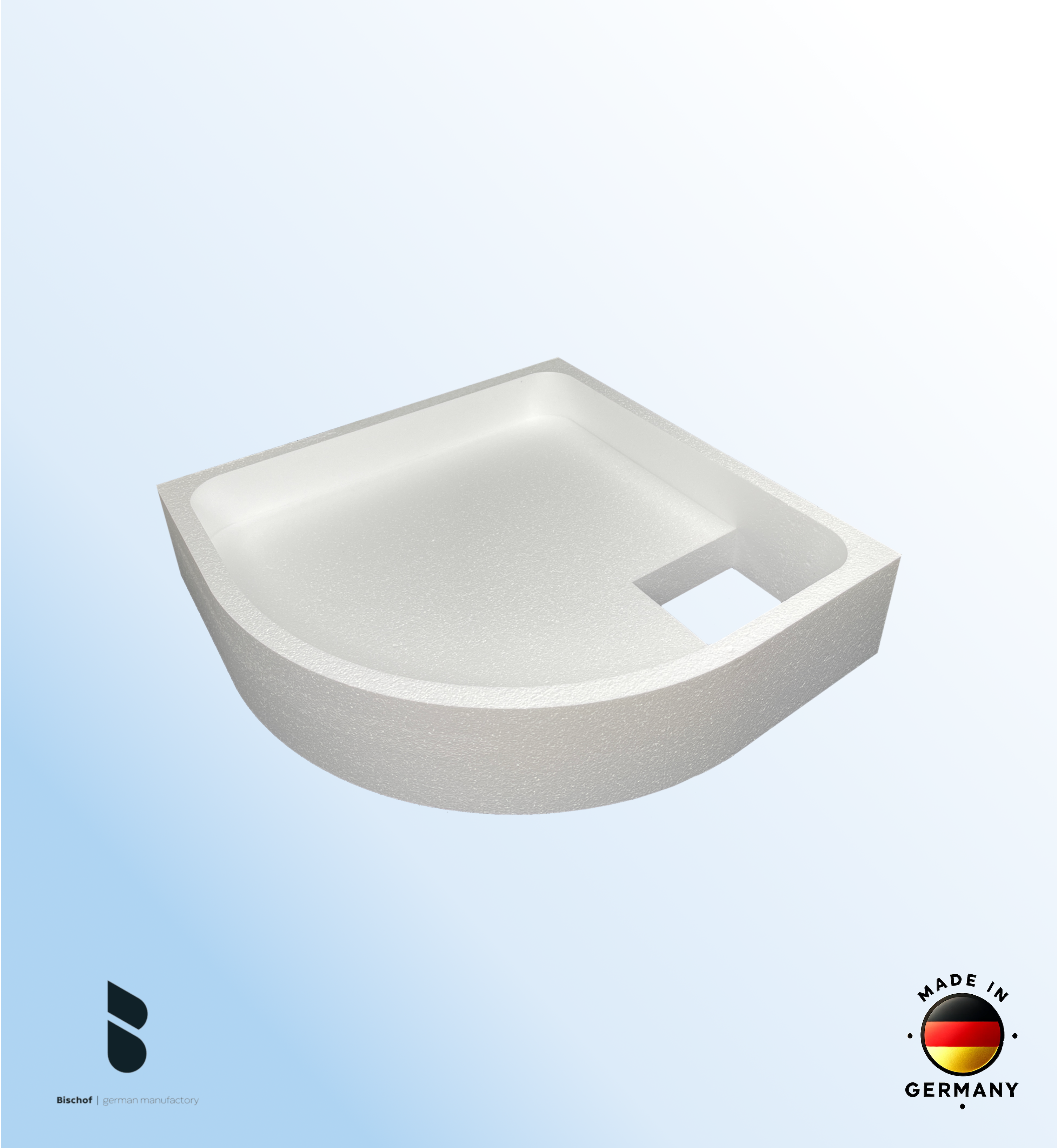 Träger 90x90cm, viertelkreis, weiß, Höhe 19,5cm rechts R55