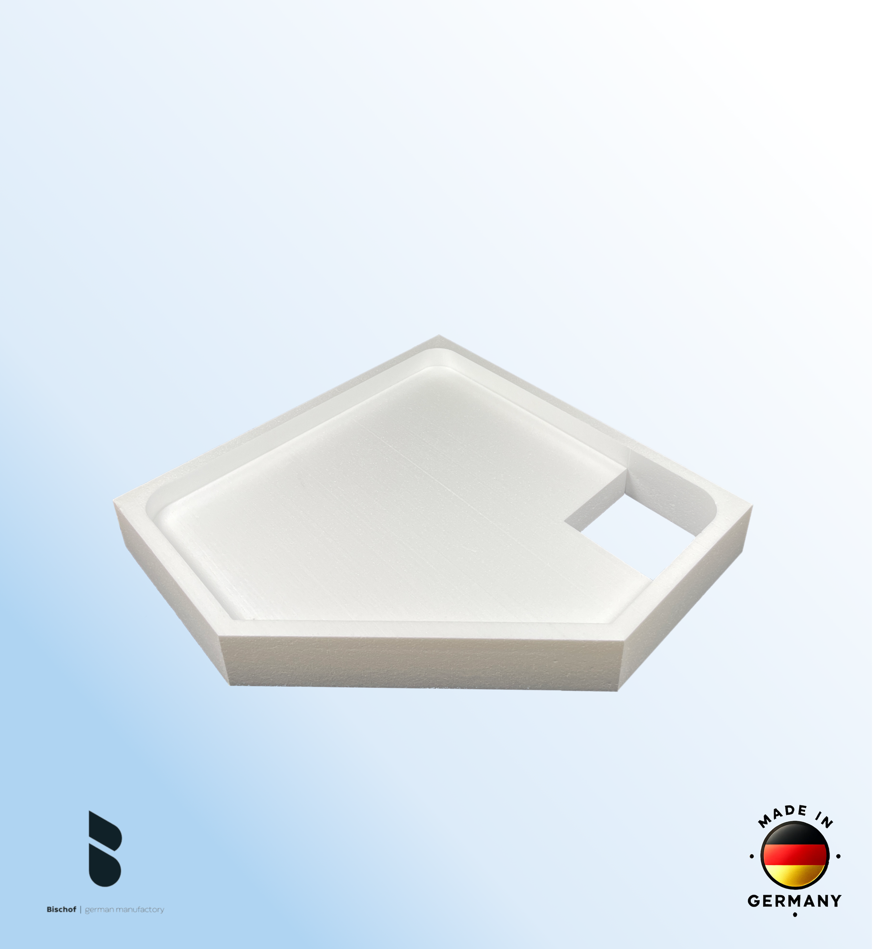 Träger Halle 100x100cm weiß, Höhe 14cm Fünfeck rechts