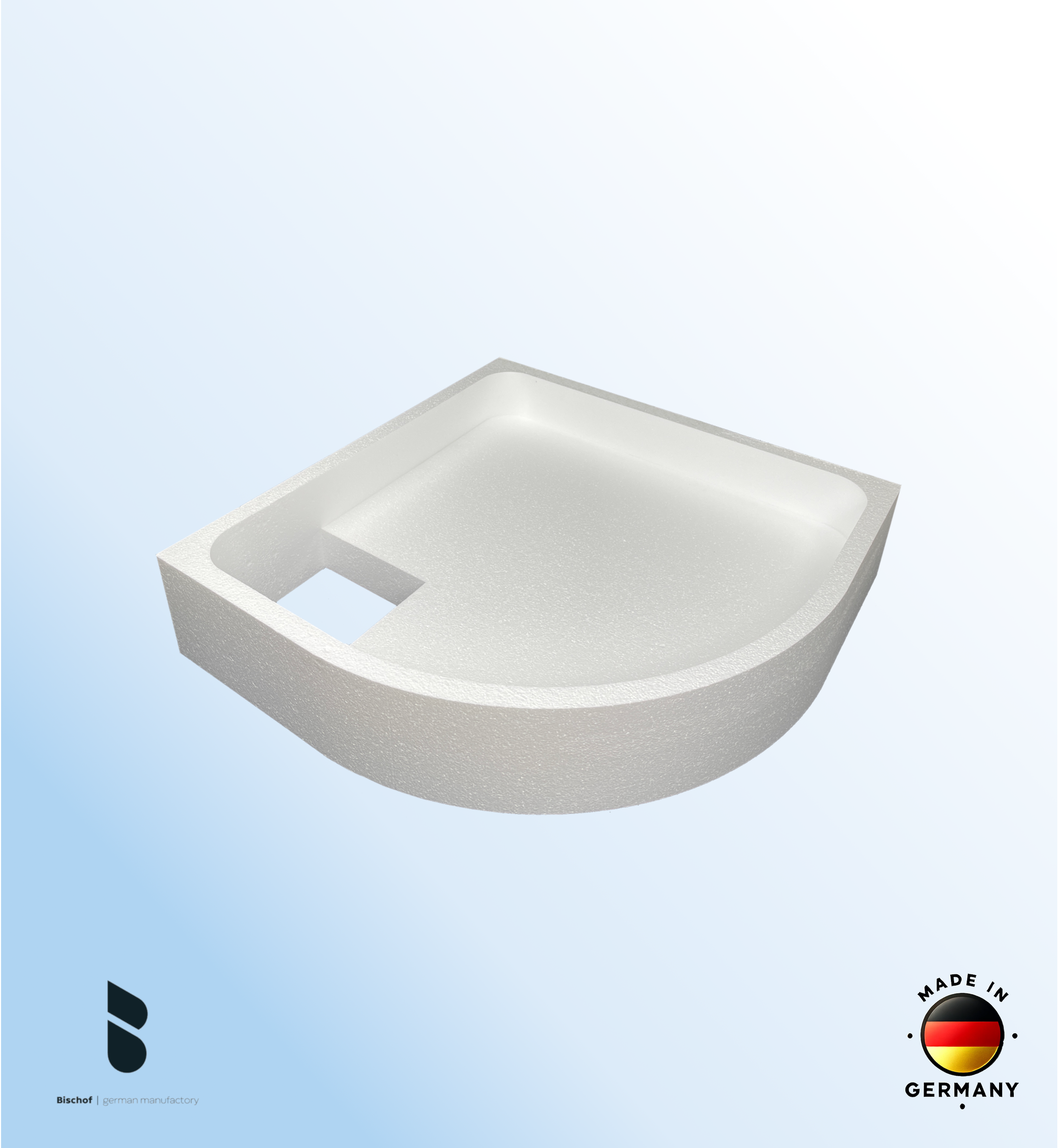 Träger 90x90cm, viertelkreis, weiß, Höhe 19,5cm