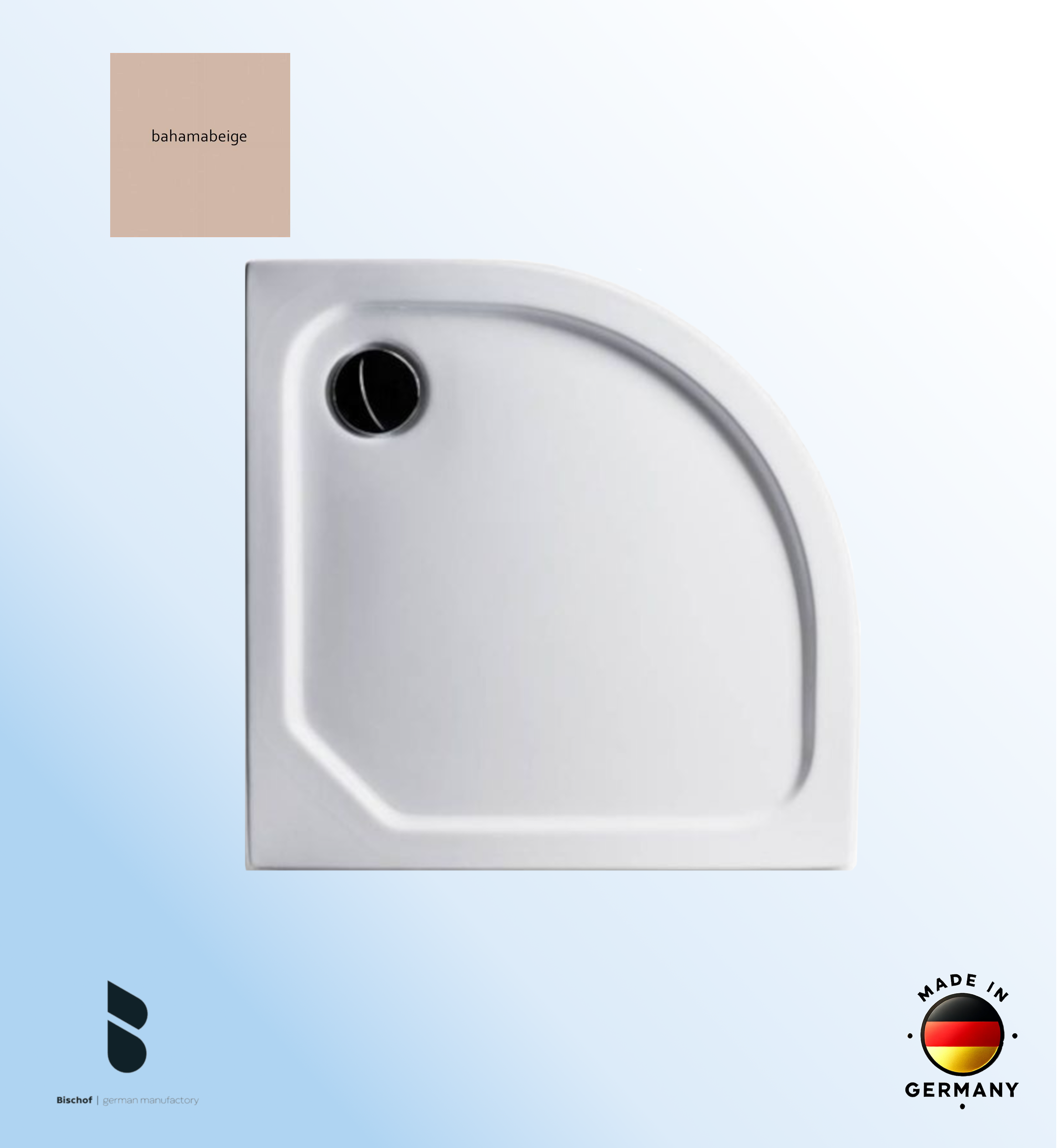 Duschwanne Stuttgart 90x90x2,5cm, Radius 55 bahamabeige