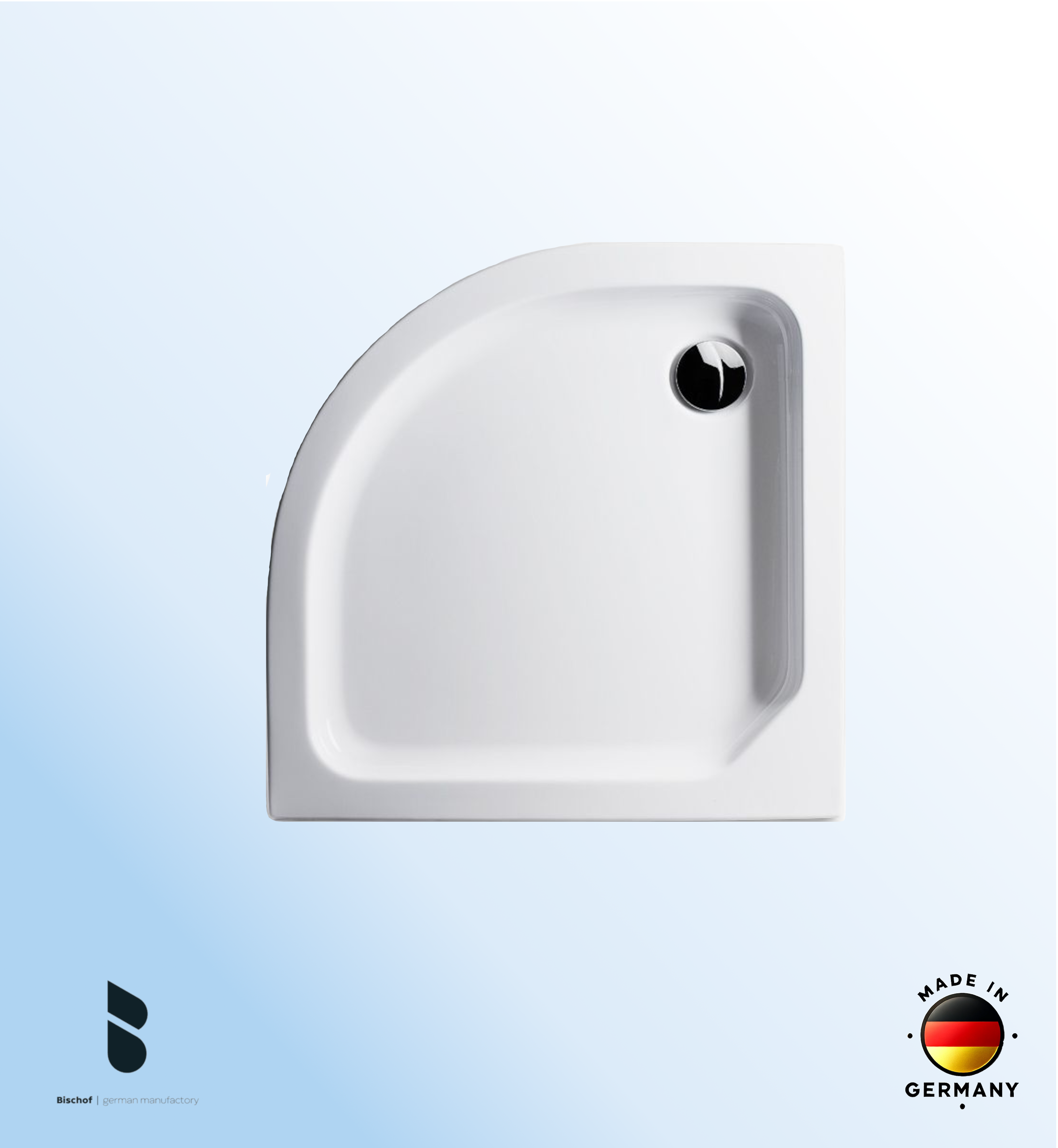 Duschwanne Kiel 80x80x6,5cm, Radius 50 weiß