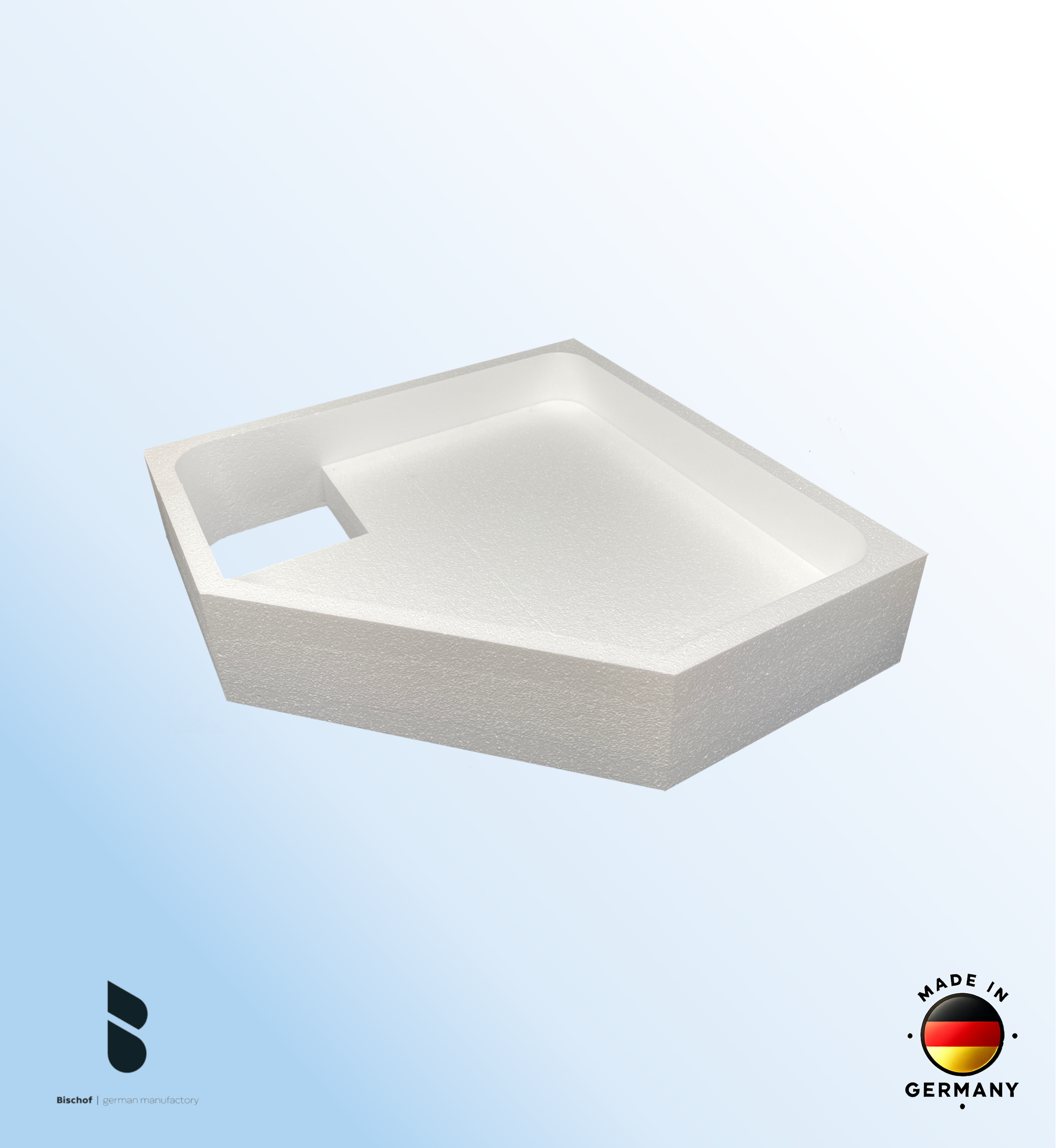 Träger Emden 90x90cm weiß fünfeck, Höhe 19,5cm links