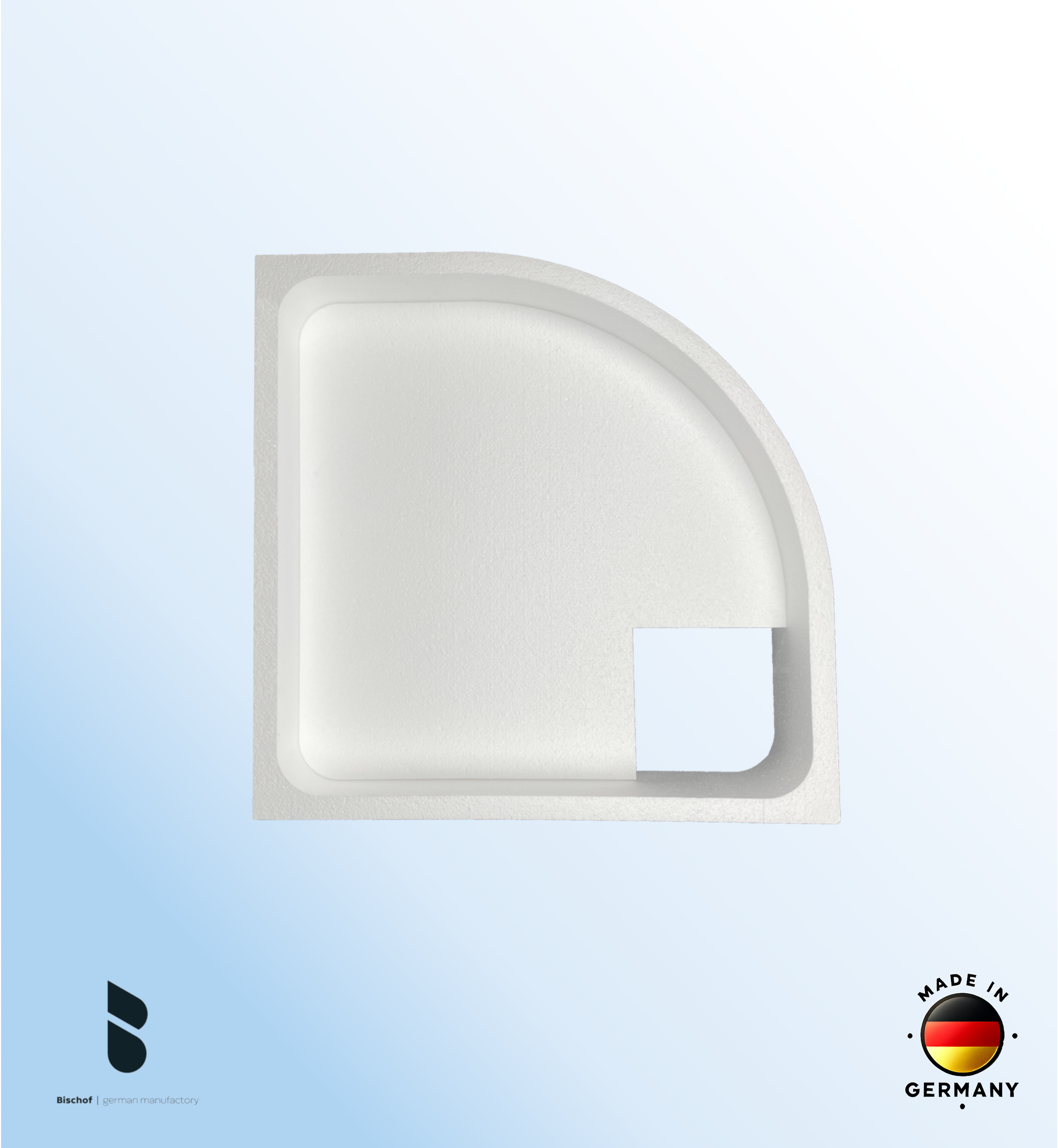 Träger 100x100cm, viertelkreis, weiß, Höhe 19,5cm links R50