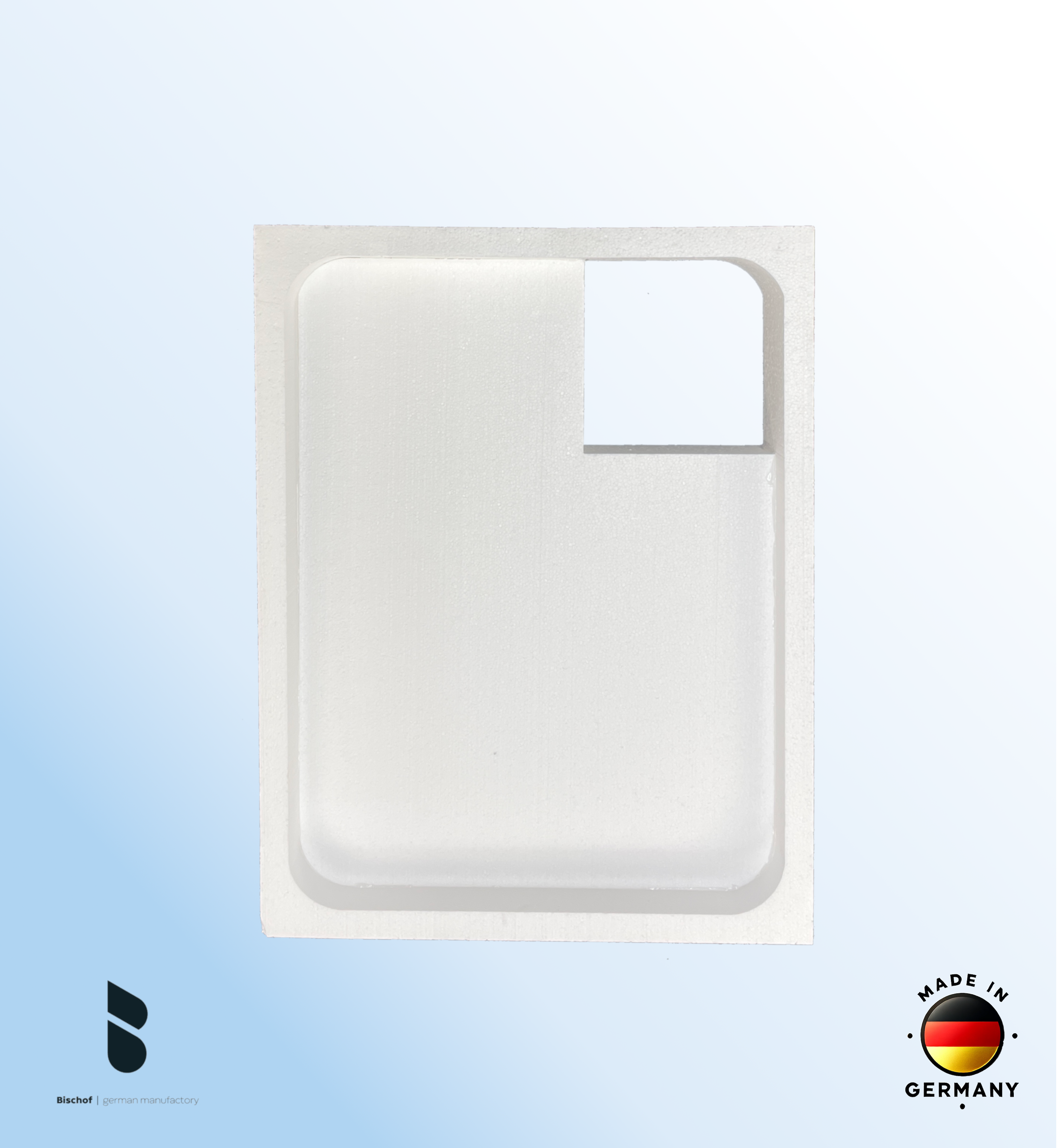 KOMPLETT-PAKET: Duschwanne 100 x 75 cm superflach 2,5 cm weiß Acryl + Styroporträger/Wannenträger + Ablaufgarnitur chrom DN 90 