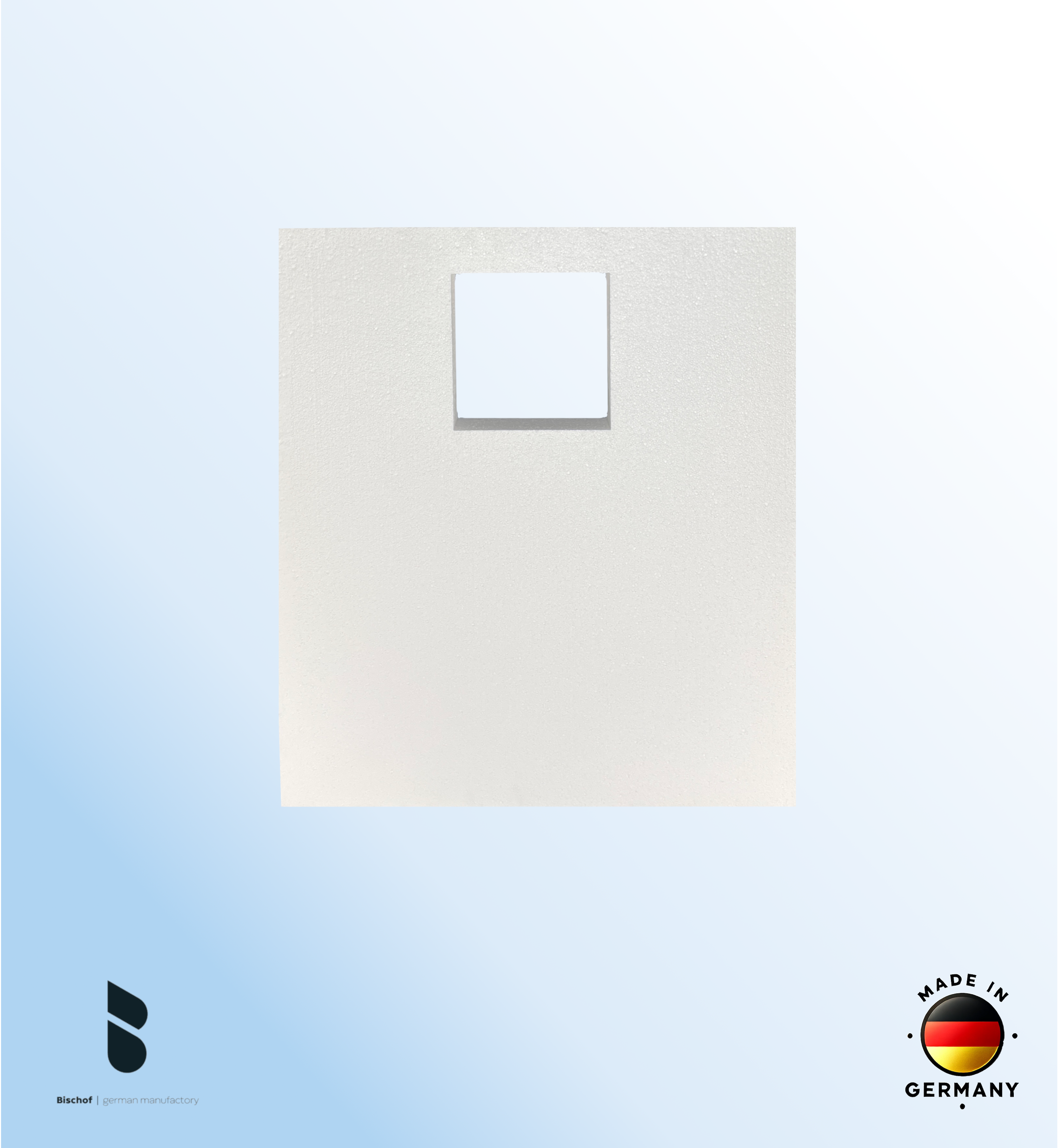 KOMPLETT-PAKET: Duschwanne 90 x 80 cm superflach 2,5 cm weiß Dusche mit GERADER UNTERSEITE Acryl + Styroporträger/Wannenträger + Ablaufgarnitur chrom DN 90