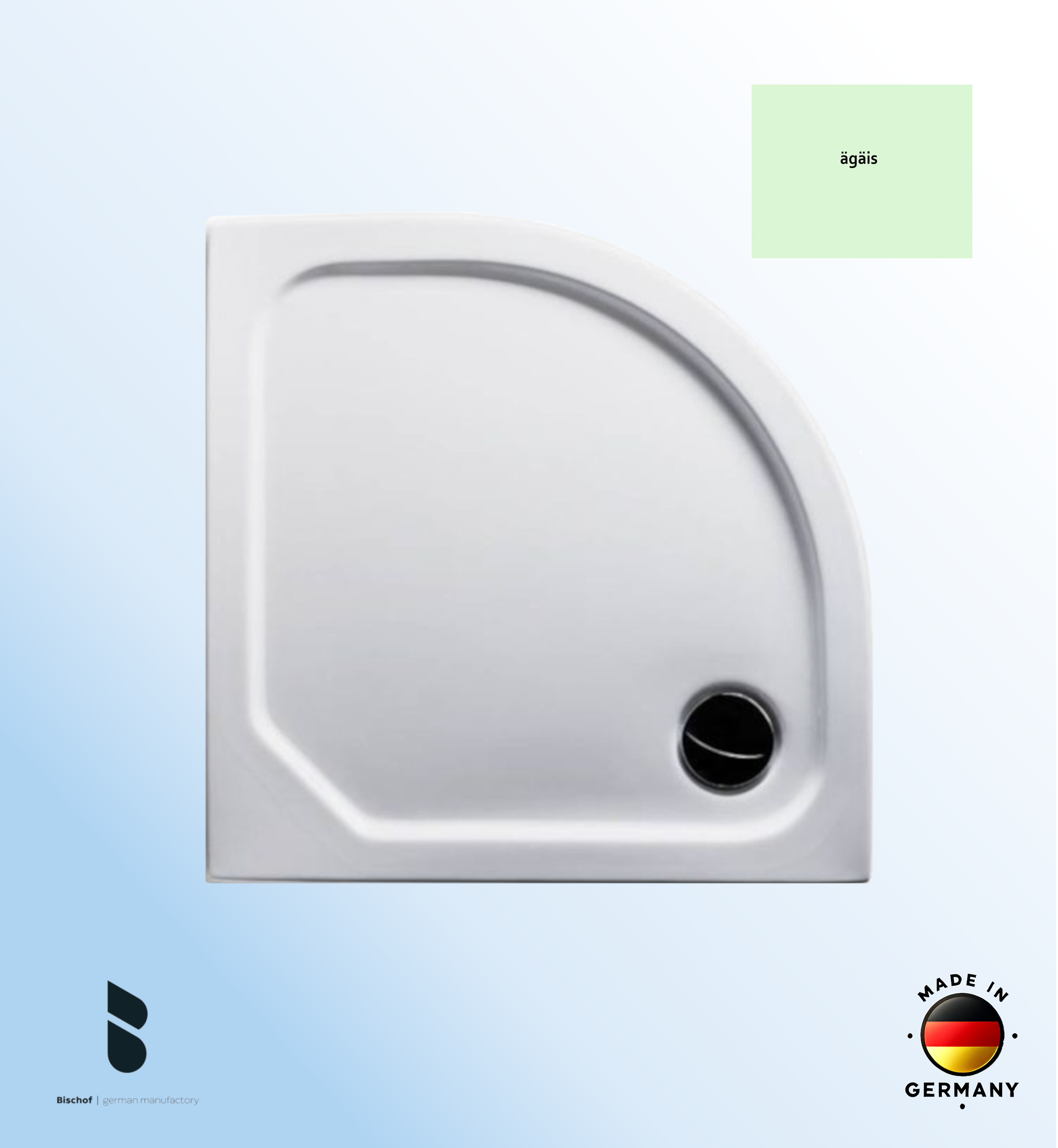 Duschwanne Stuttgart 100x100x2,5cm, Radius 55 ägäis