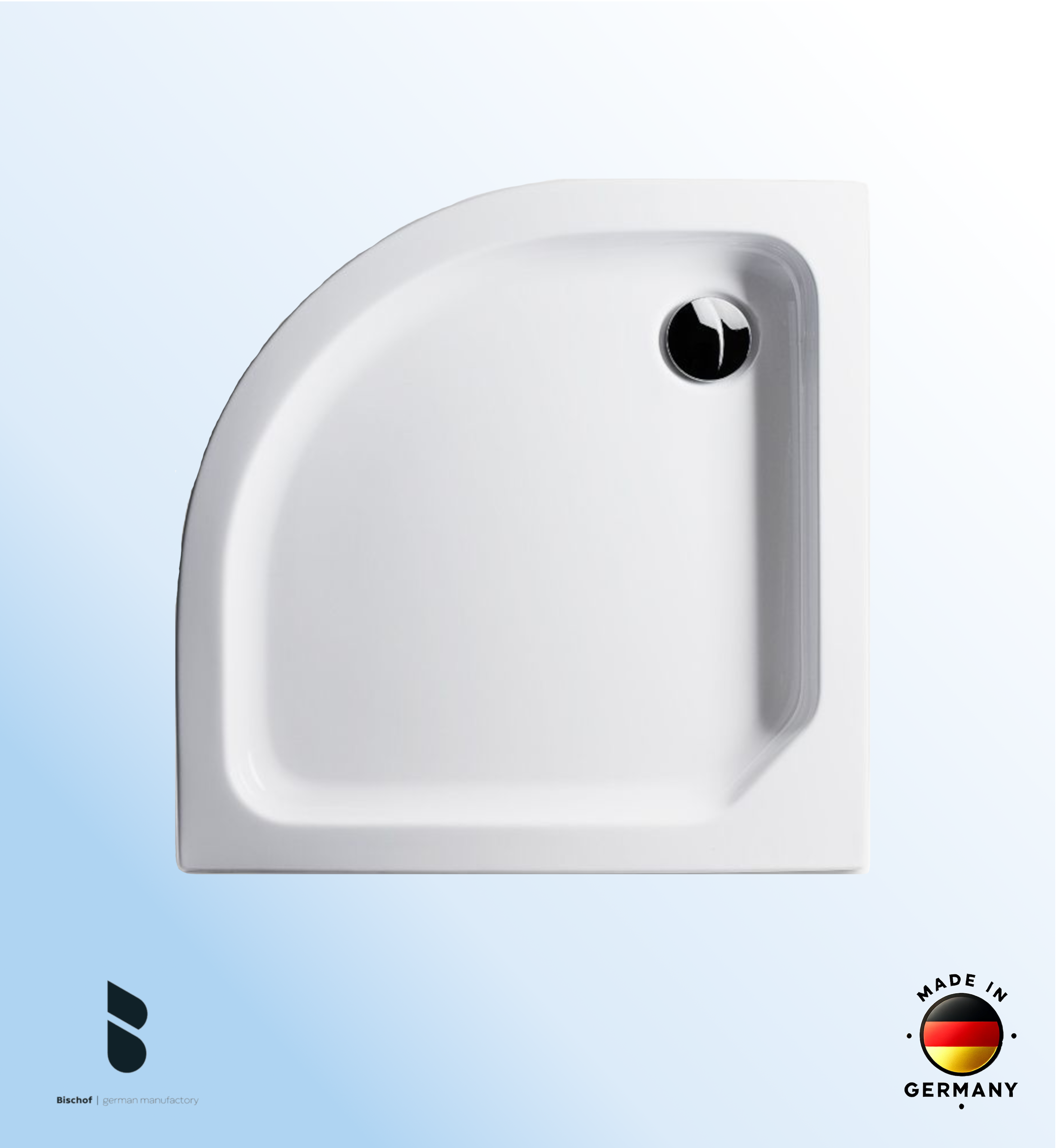 Duschwanne Kiel 100x100x6,5cm, Radius 50 weiß