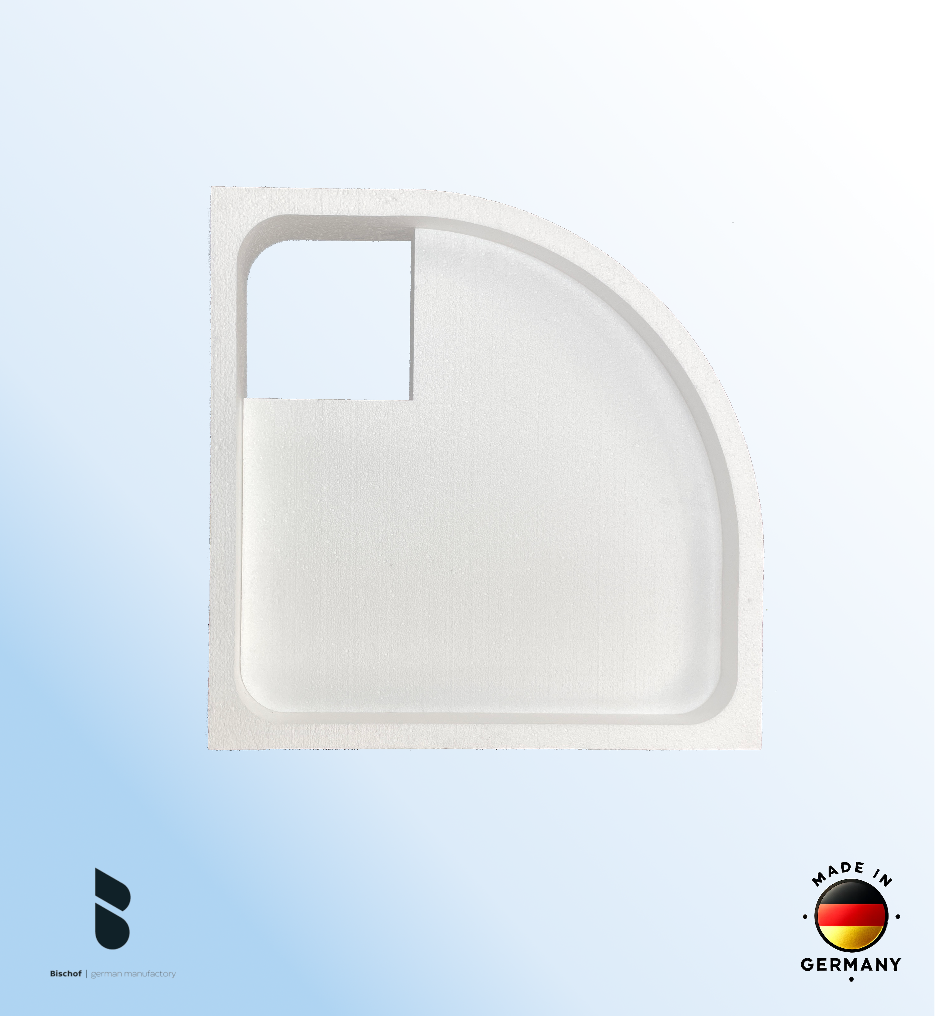 Träger 100x100cm, viertelkreis, weiß, Höhe 14cm rechts R55