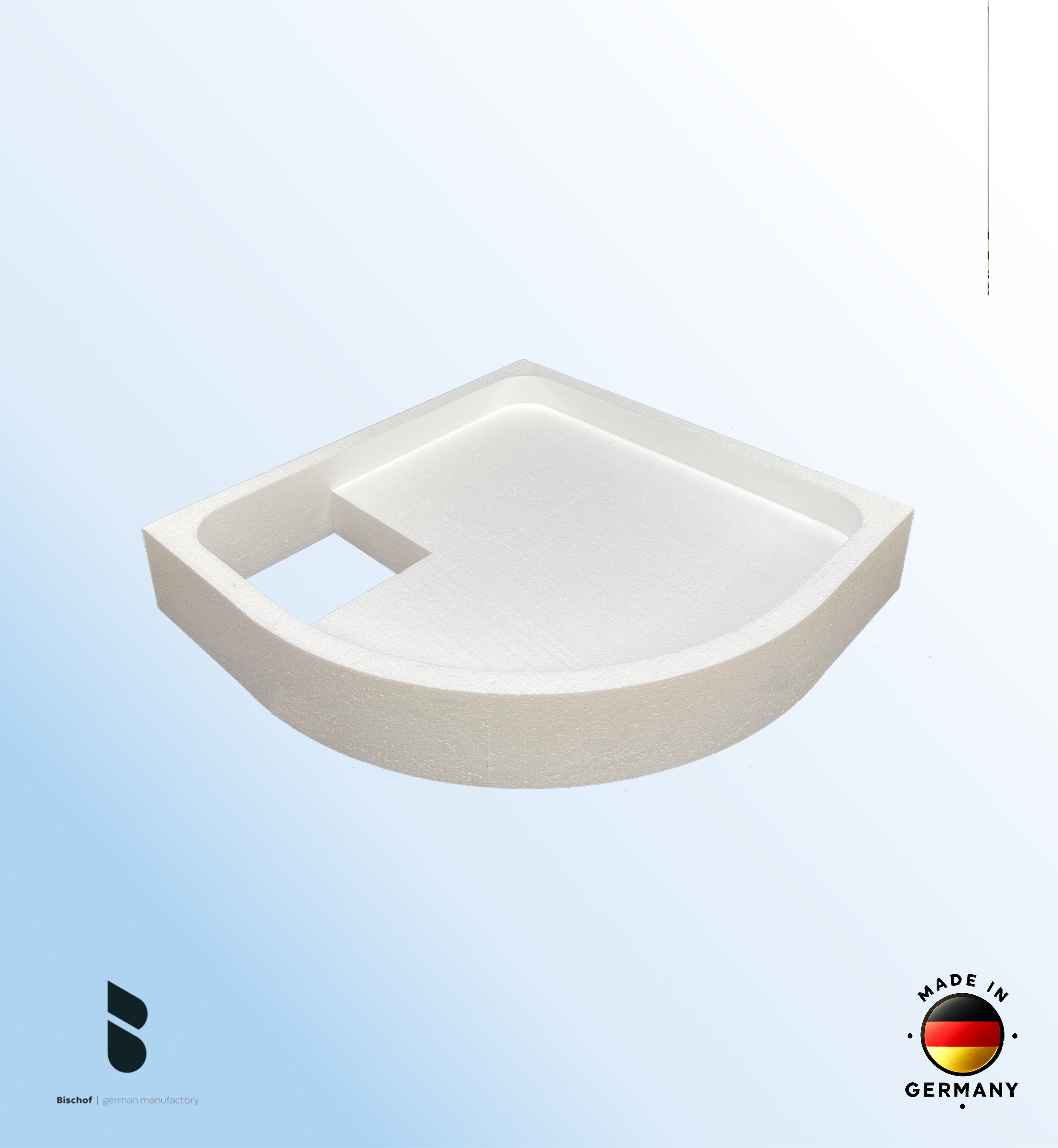 Träger 80x80cm, viertelkreis, weiß, Höhe 14cm links R55