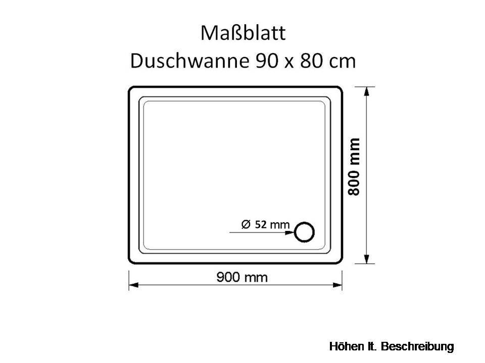 Duschwanne Köln 90x80x15cm, manhattan