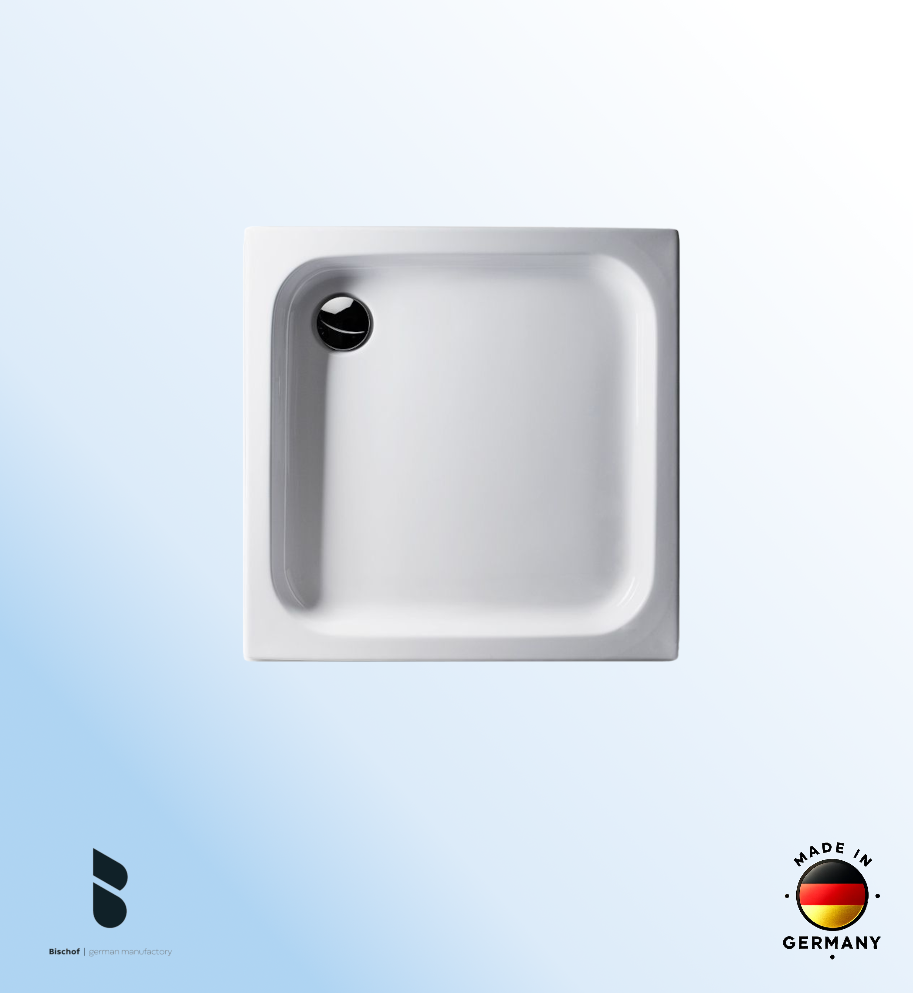 KOMPLETT-PAKET: Duschwanne 90 x 90 cm, Farbe: MANHATTAN flach 6,5 cm Acryl + Styroporträger/Wannenträger + Ablaufgarnitur chrom DN 90 