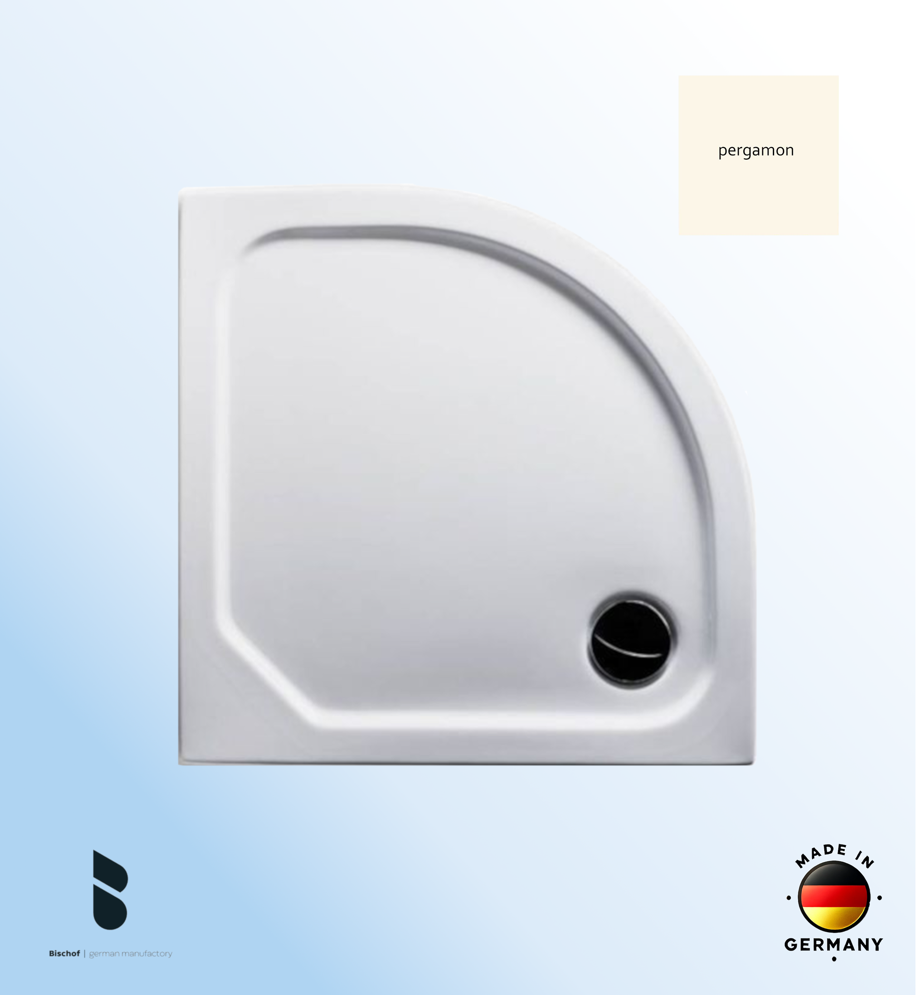 Duschwanne Stuttgart 100x100x2,5cm, Radius 55 pergamon