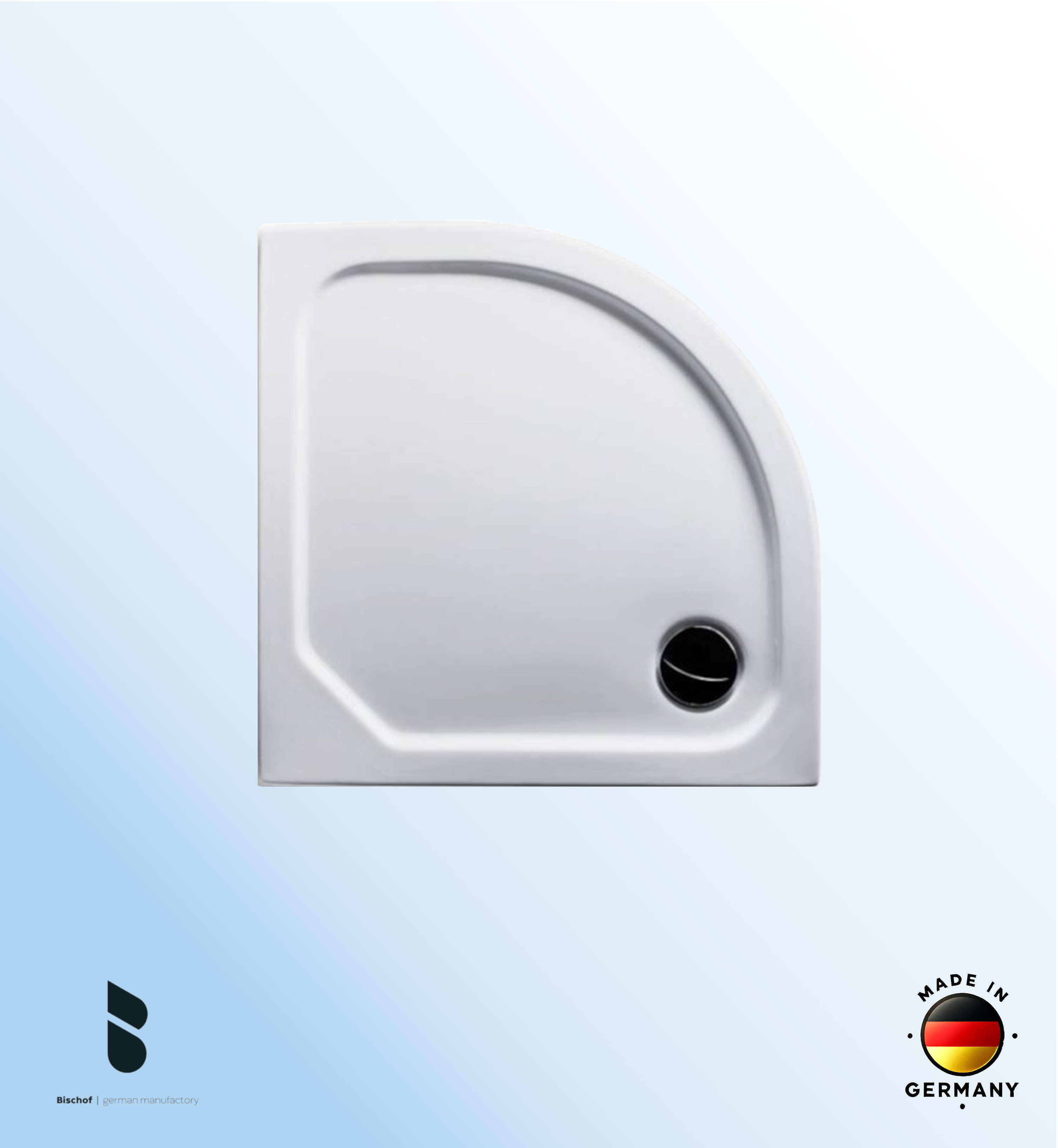 Duschwanne Stuttgart 80x80x2,5cm, Radius 50 weiß mit EPS Boden