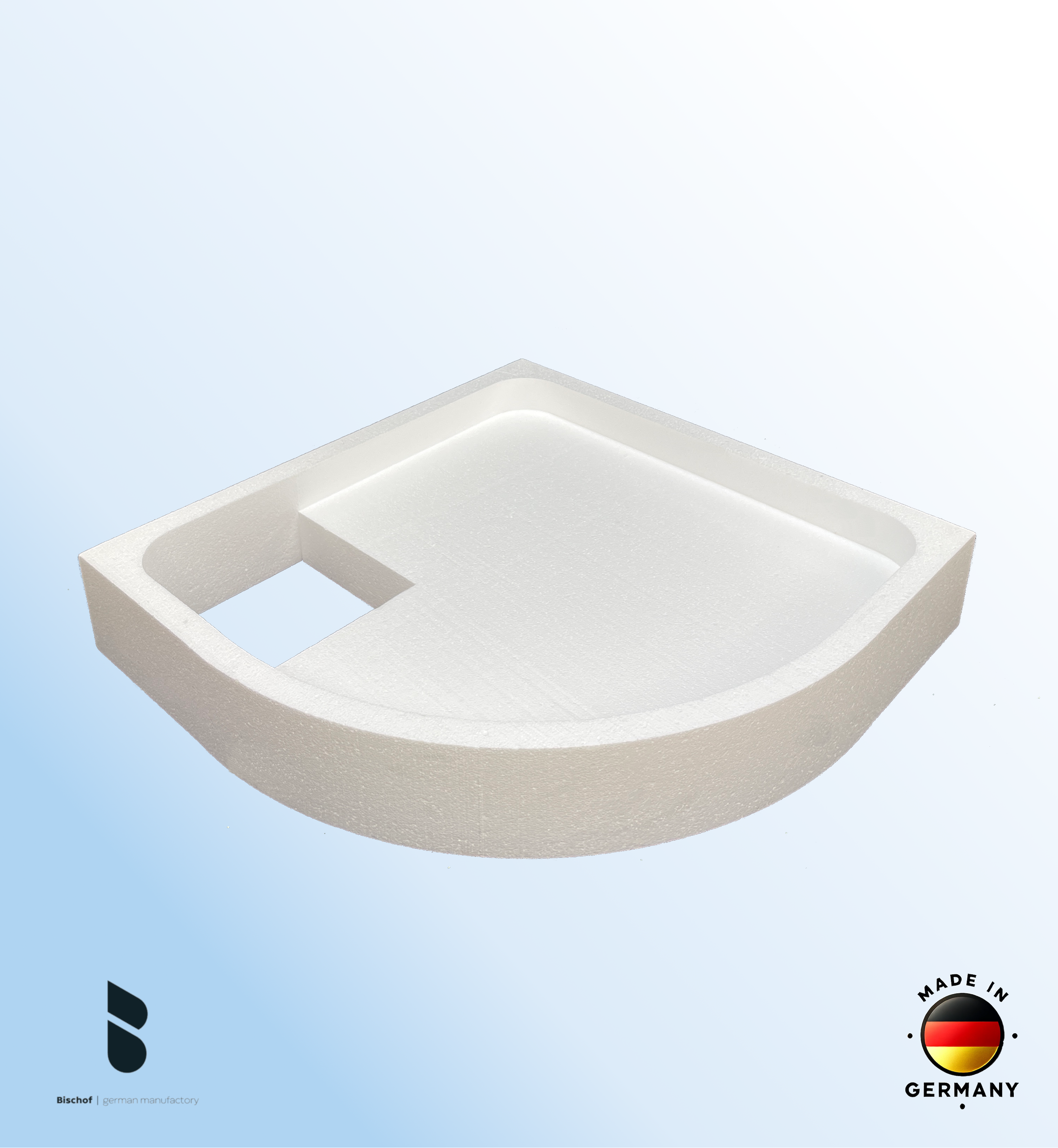 Träger 100x100cm, viertelkreis, weiß, Höhe 14cm links R50