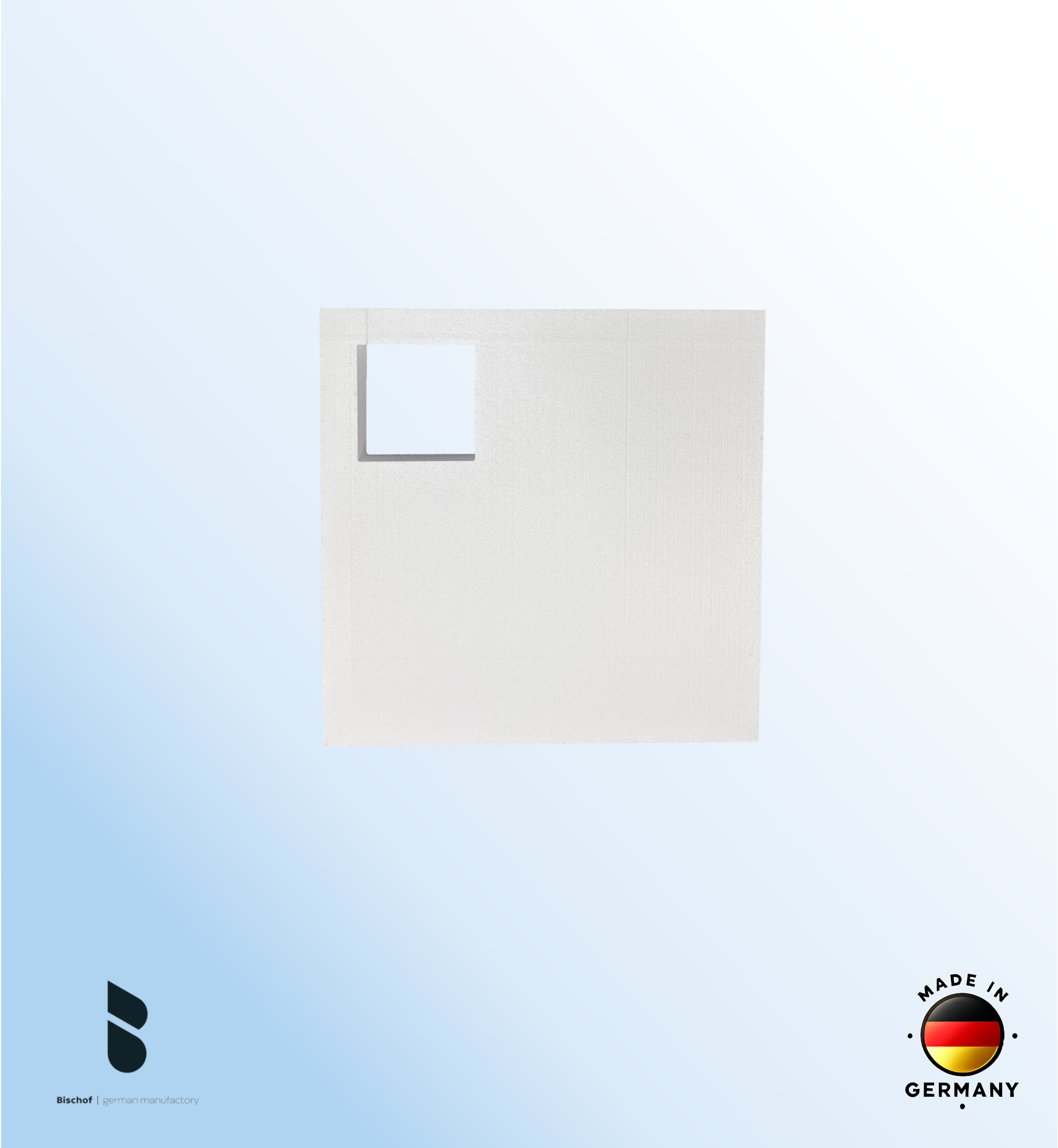 KOMPLETT-PAKET: Duschwanne 90 x 90 cm superflach 2,5 cm weiß Dusche mit GERADER UNTERSEITE Acryl + Styroporträger/Wannenträger + Ablaufgarnitur chrom DN 90