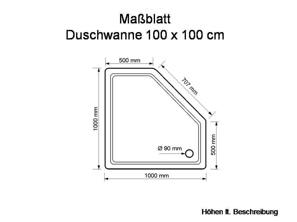 Duschwanne Emden 100x100x6,5cm weiß fünfeck