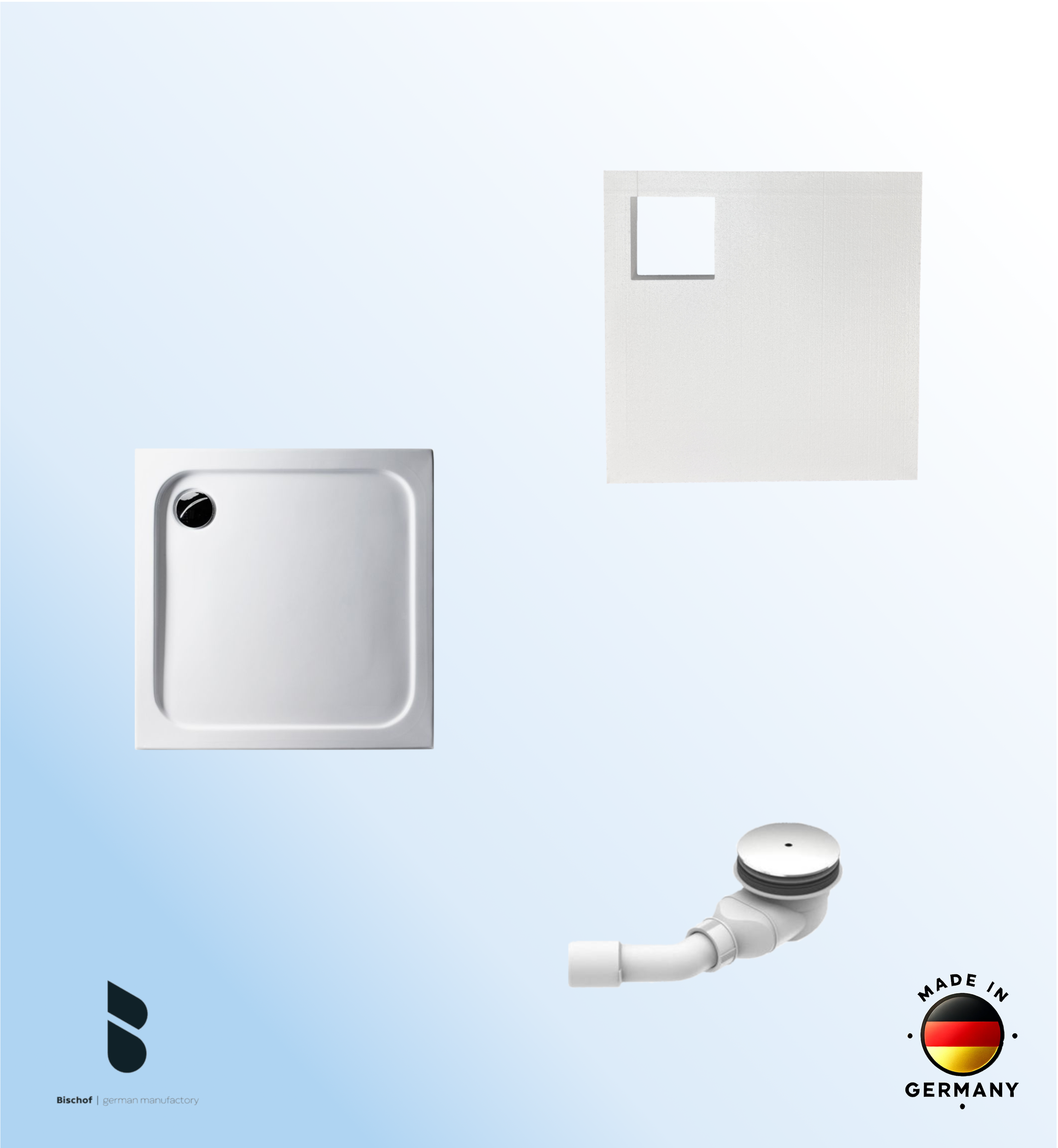 KOMPLETT-PAKET: Duschwanne 80 x 80 cm superflach 2,5 cm weiß Dusche mit GERADER UNTERSEITE Acryl + Styroporträger/Wannenträger + Ablaufgarnitur chrom DN 90 KOMPLETT-PAKET: Duschwanne 80 x 80 cm superflach 2,5 cm weiß Dusche mit GERADER UNTERSEITE Acryl + Styroporträger/Wannenträger + Ablaufgarnitur chrom DN 90