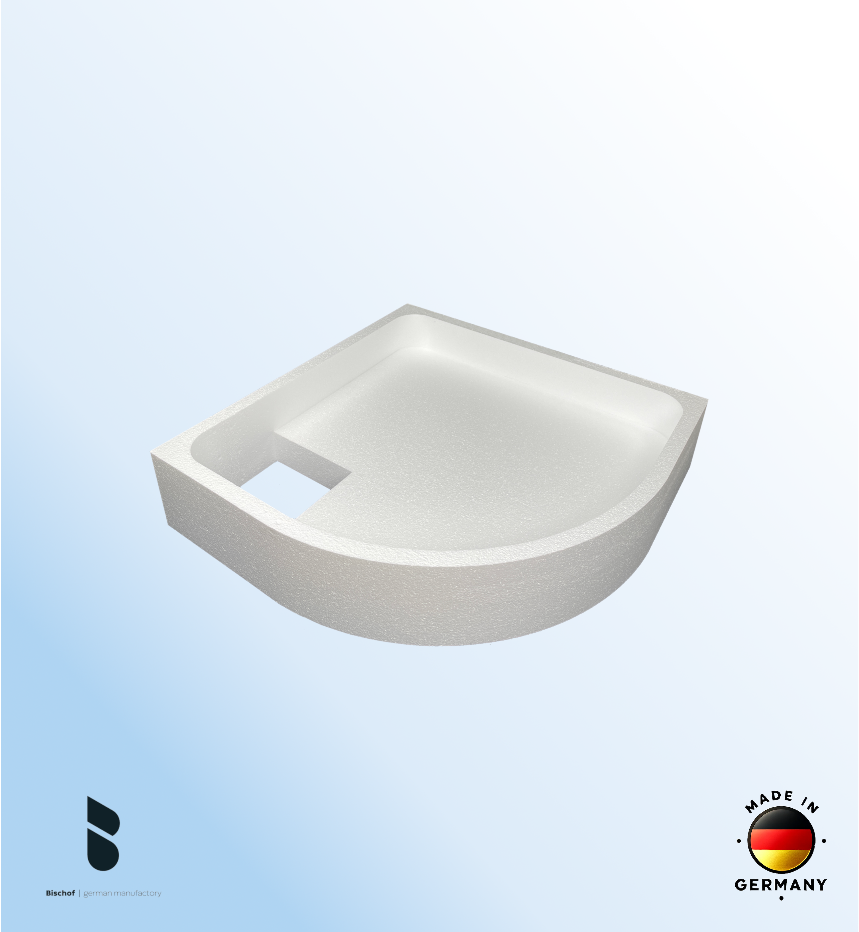 Träger 80x80cm, viertelkreis, weiß, Höhe 19,5cm links R50