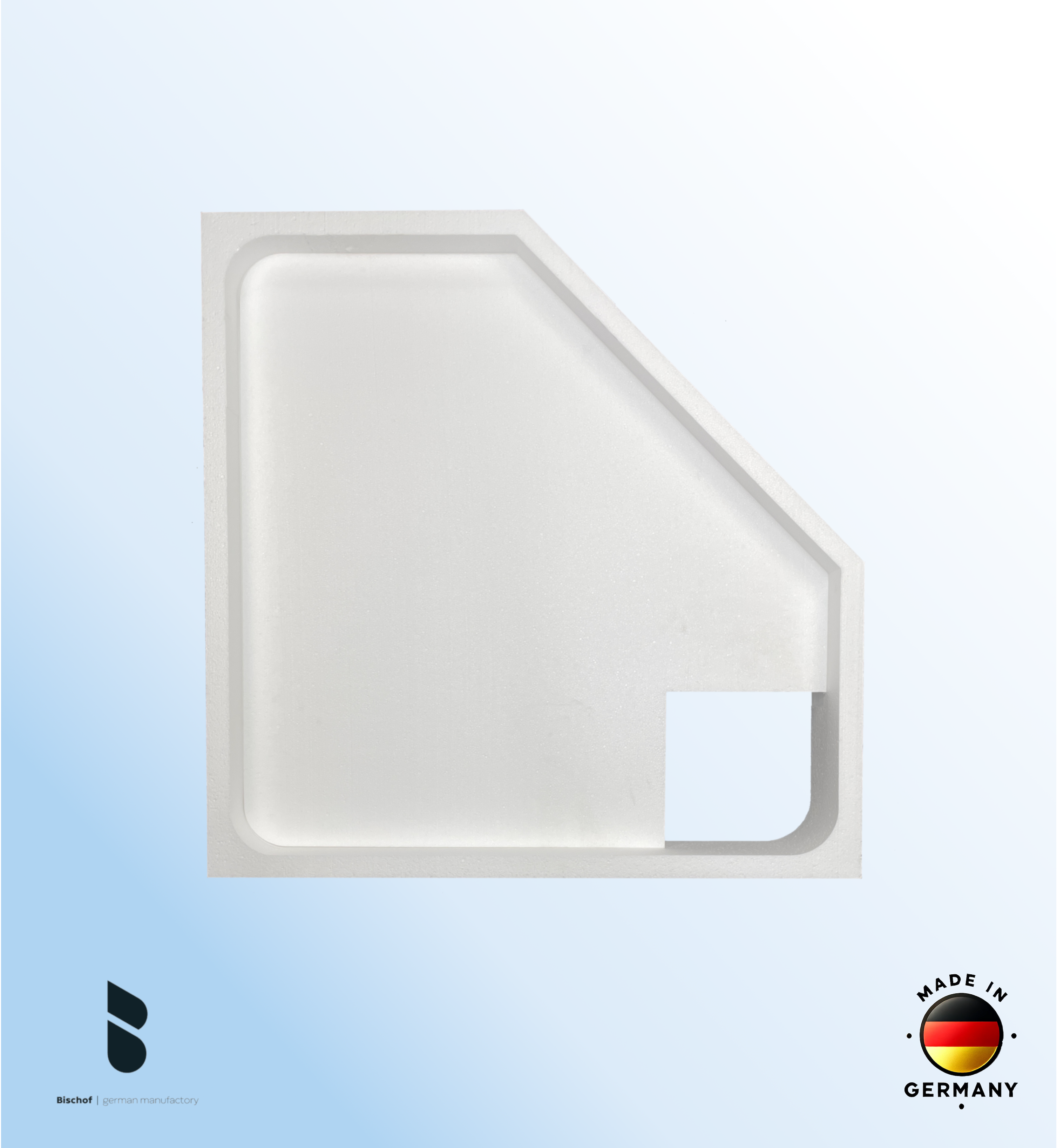 Träger Halle 100x100cm weiß, Höhe 14cm Fünfeck links