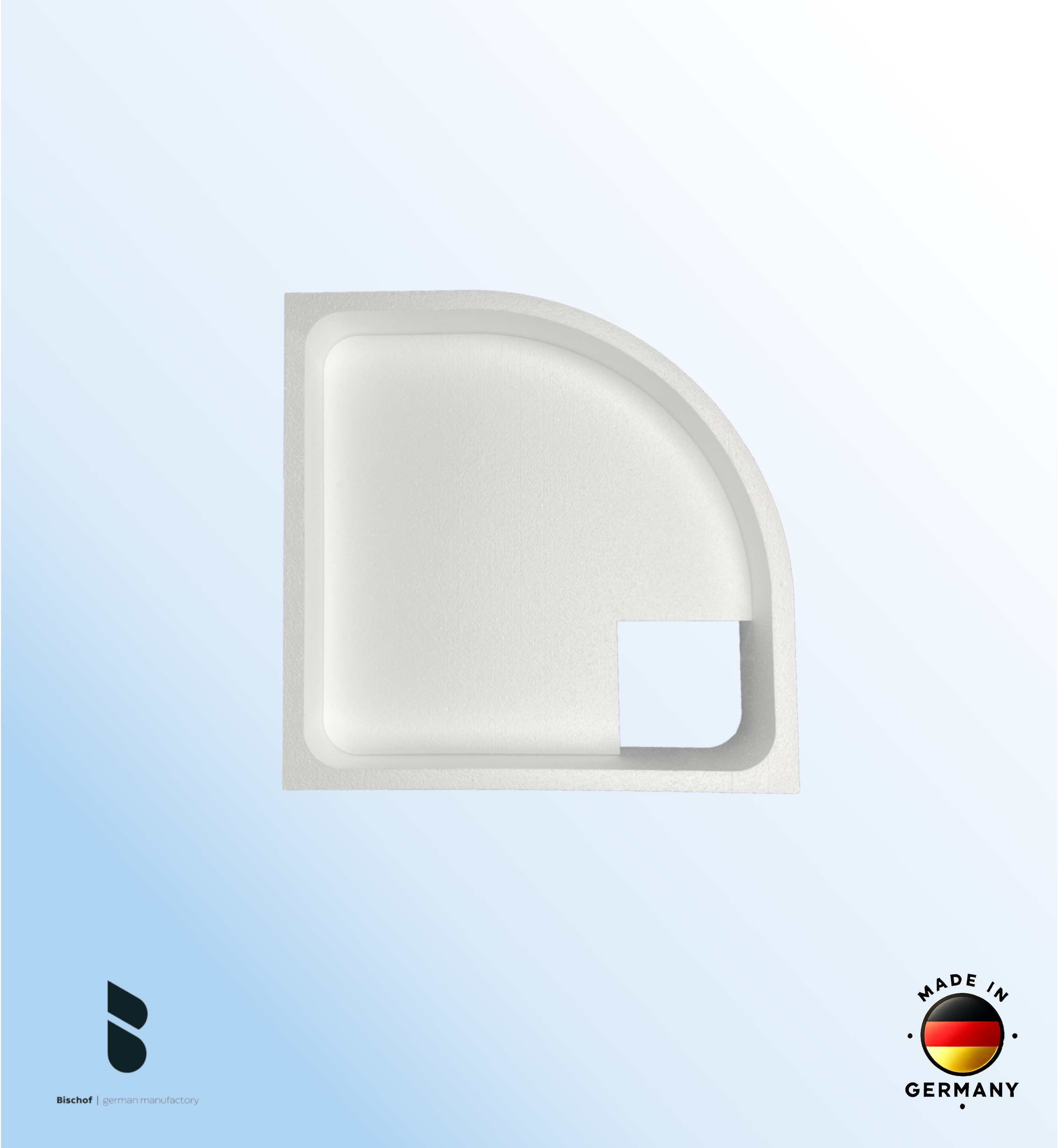 Träger 80x80cm, viertelkreis, weiß, Höhe 19,5cm links R50