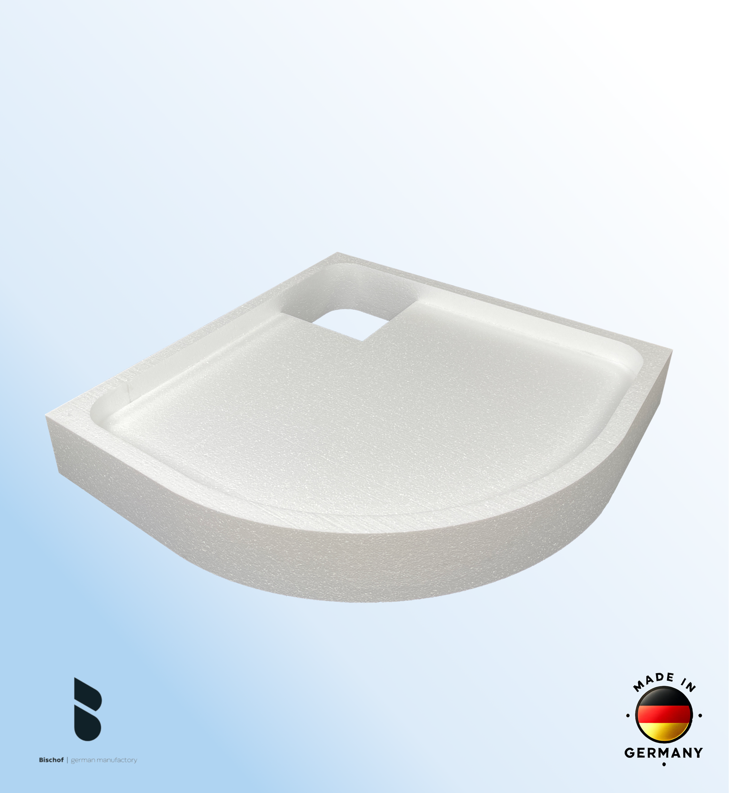 Träger 100x100cm, viertelkreis, weiß, Höhe 14cm hintere Ecke R55