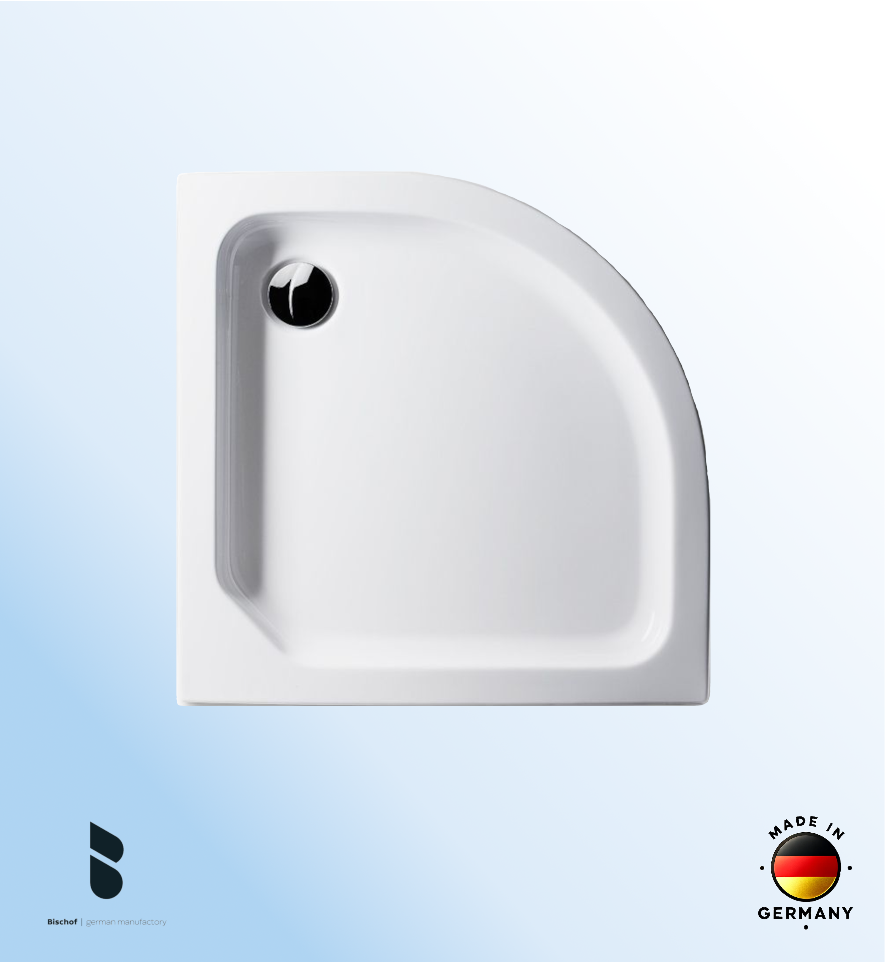 Duschwanne Kiel 90x90x6,5cm, Radius 55 weiß