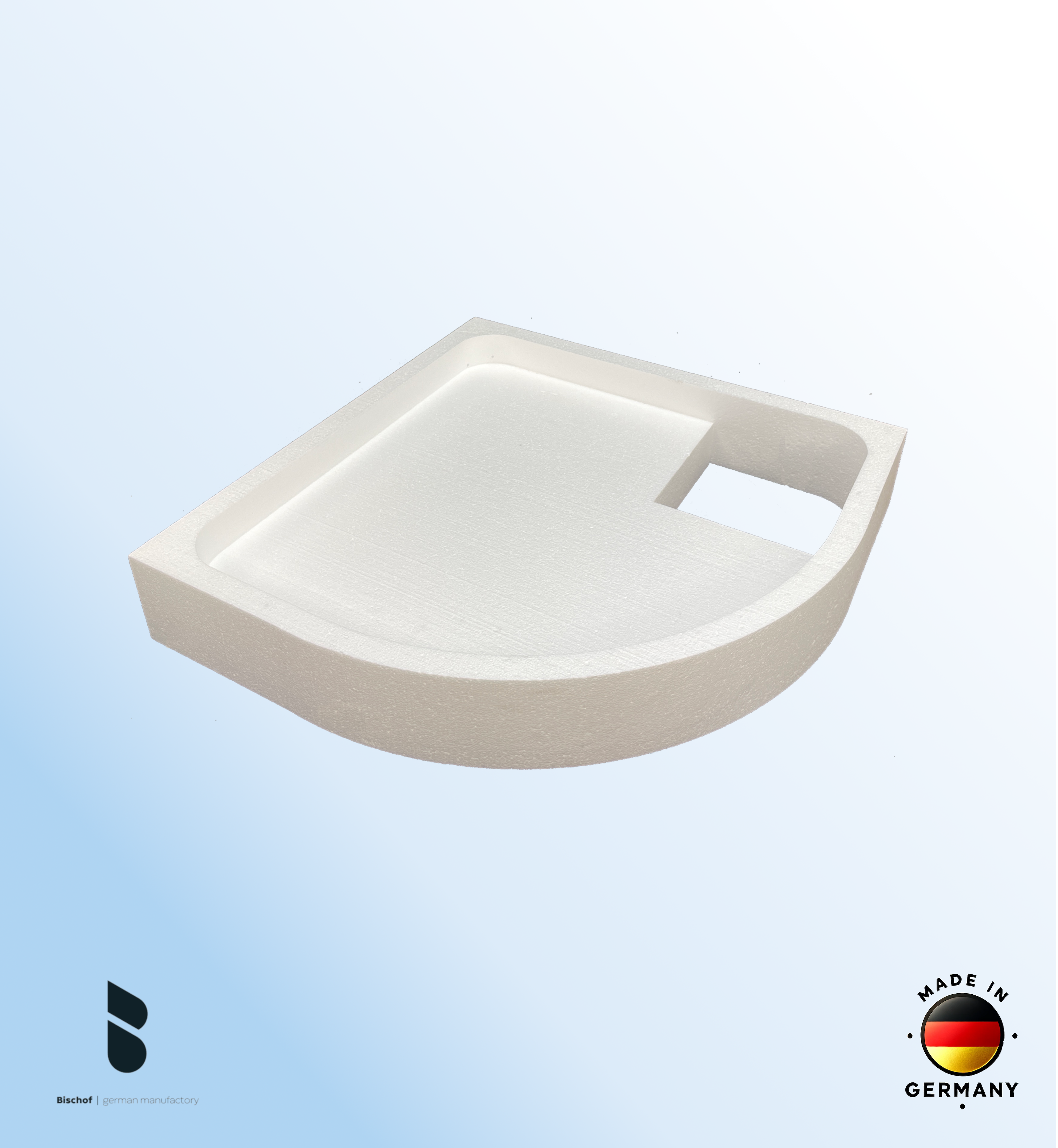 Träger 90x90cm, viertelkreis, weiß, Höhe 14cm rechts R55